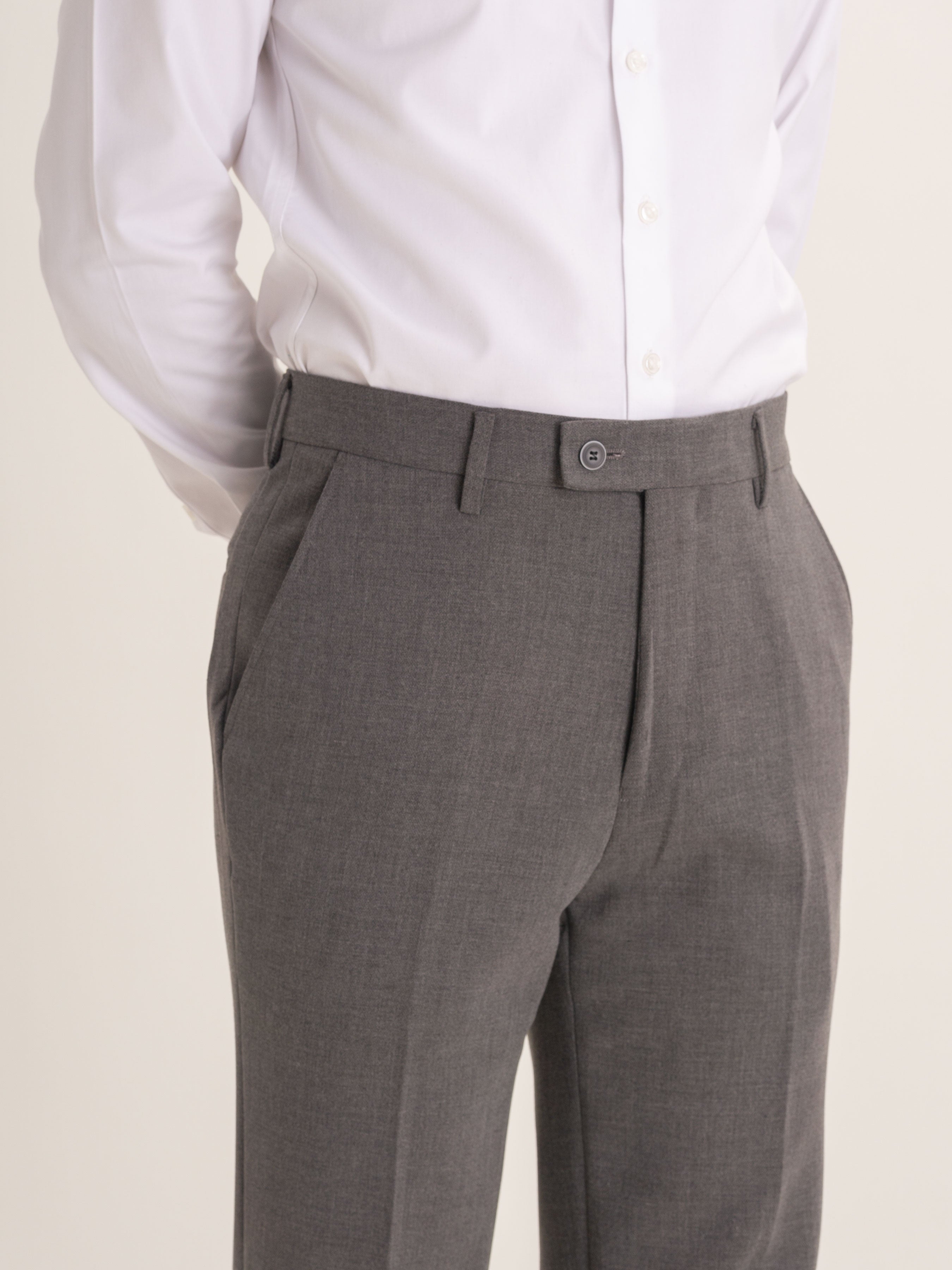 Trousers With Belt Loop - Grey Plain (Stretchable) - Zeve Shoes
