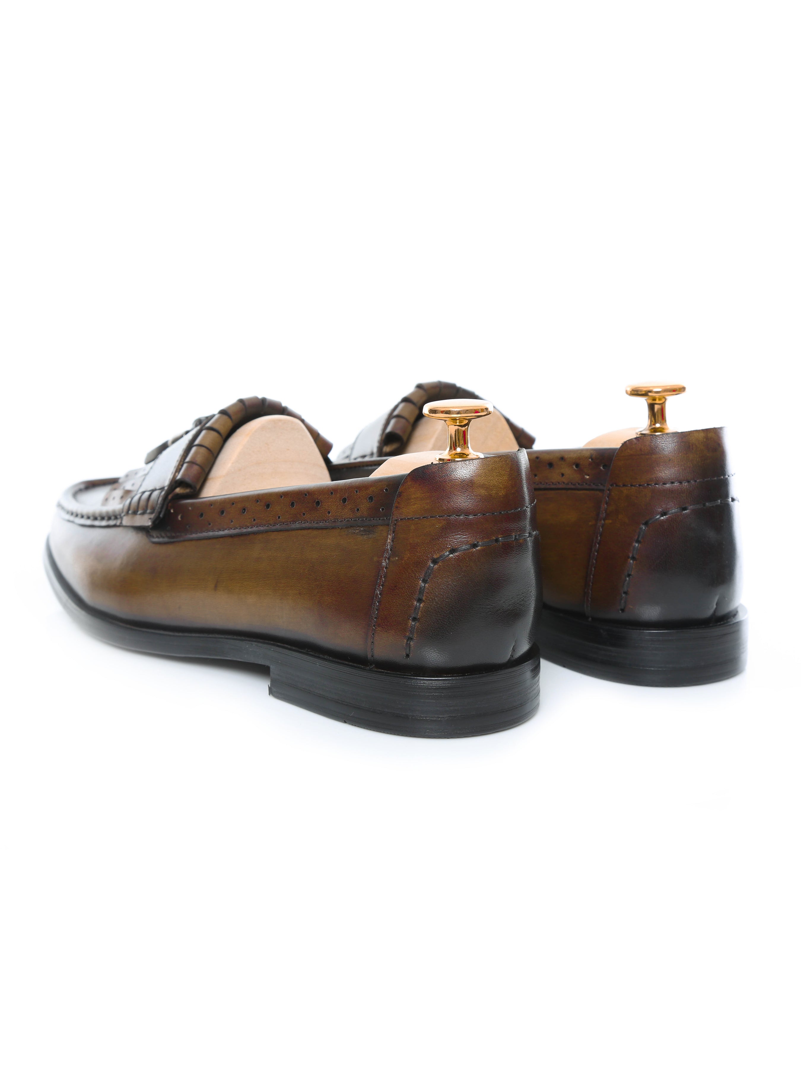 Fringe Classic Loafer - Khakis with Tassel (Hand Painted Patina) - Zeve Shoes