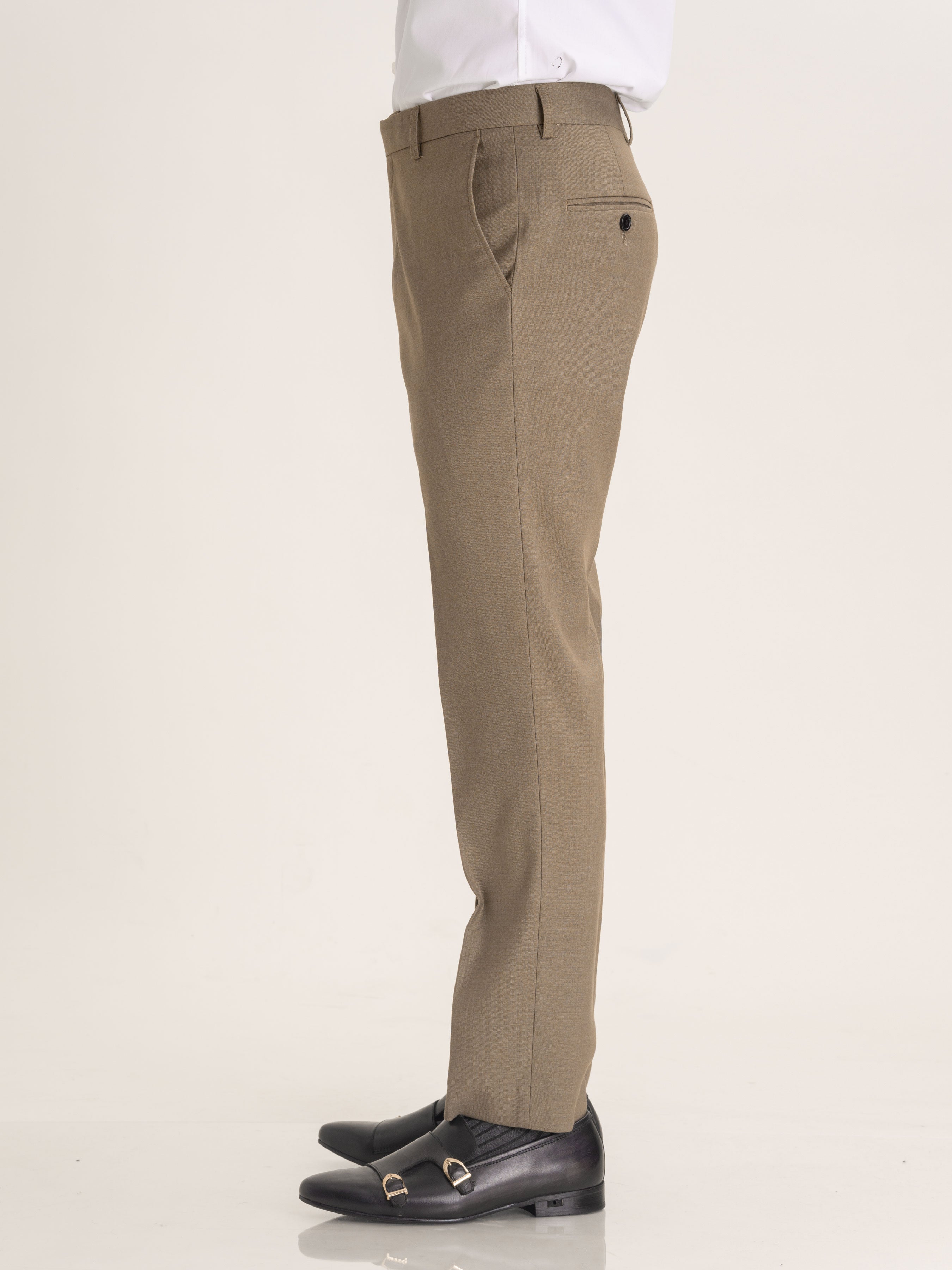 Trousers With Belt Loop - Khakis Plain (Stretchable) - Zeve Shoes