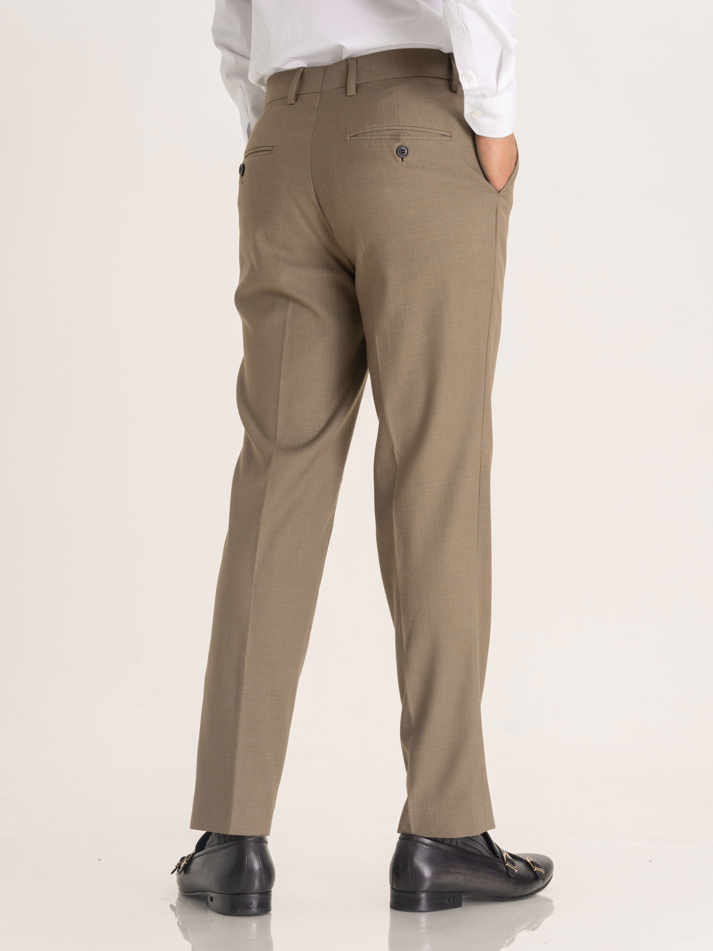 Trousers With Belt Loop - Khakis Plain (Stretchable) - Zeve Shoes