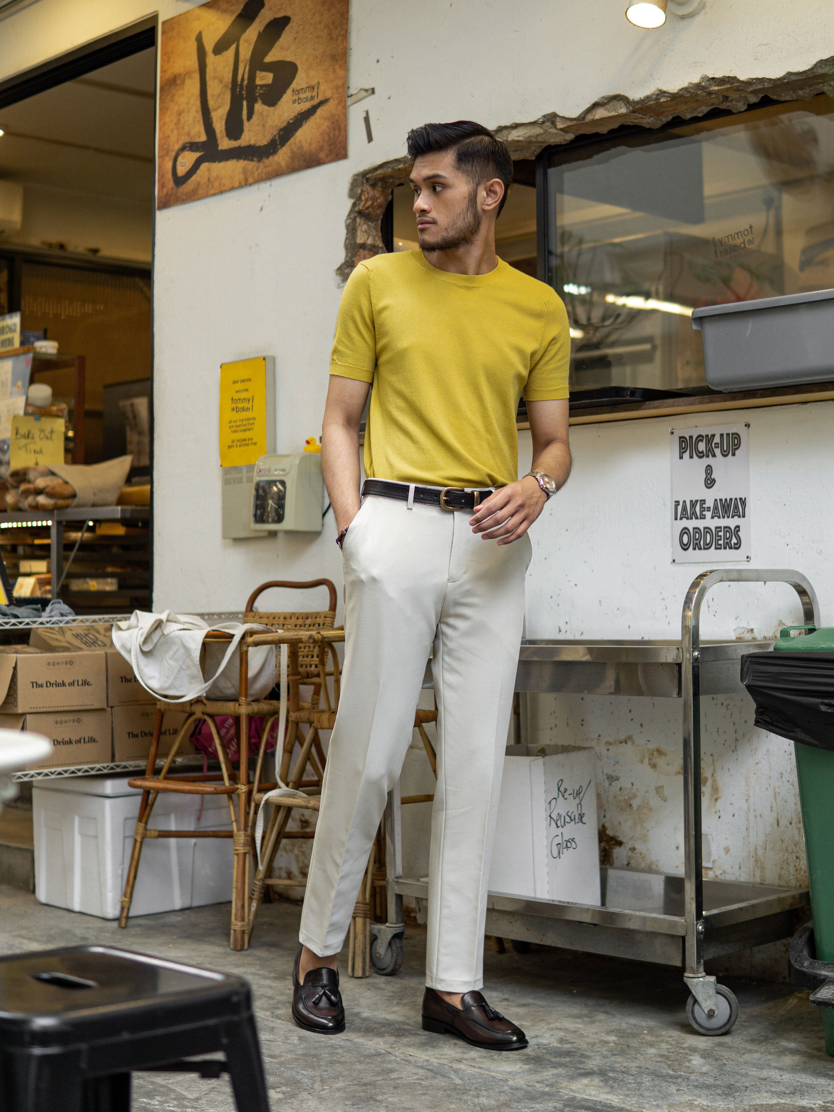 Basic Crew Neck Tee - Yellow - Zeve Shoes