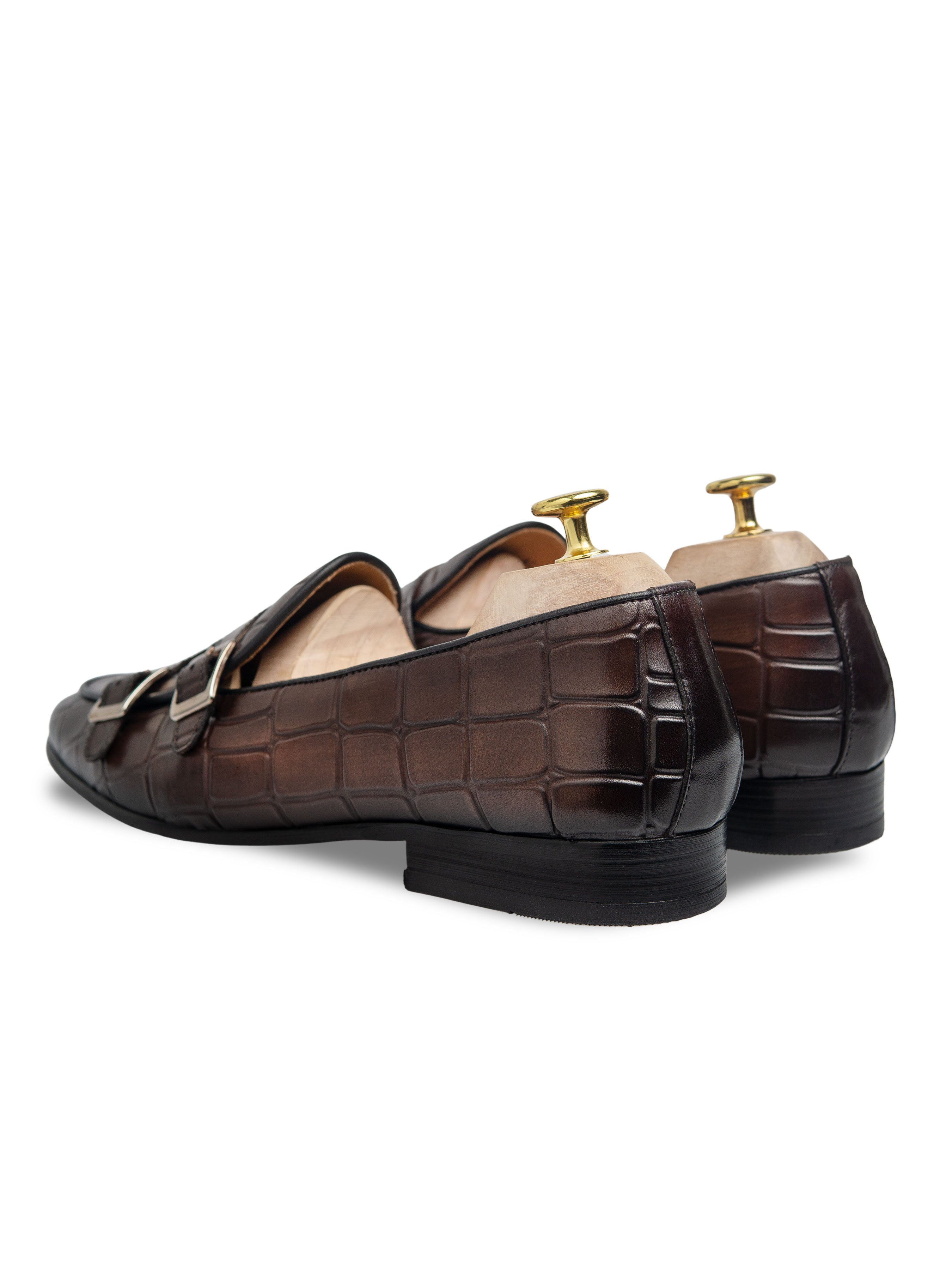 Belgian-Loafer-Dark-Brown-Croco-Double-Monk-Strap-_patina - Zeve