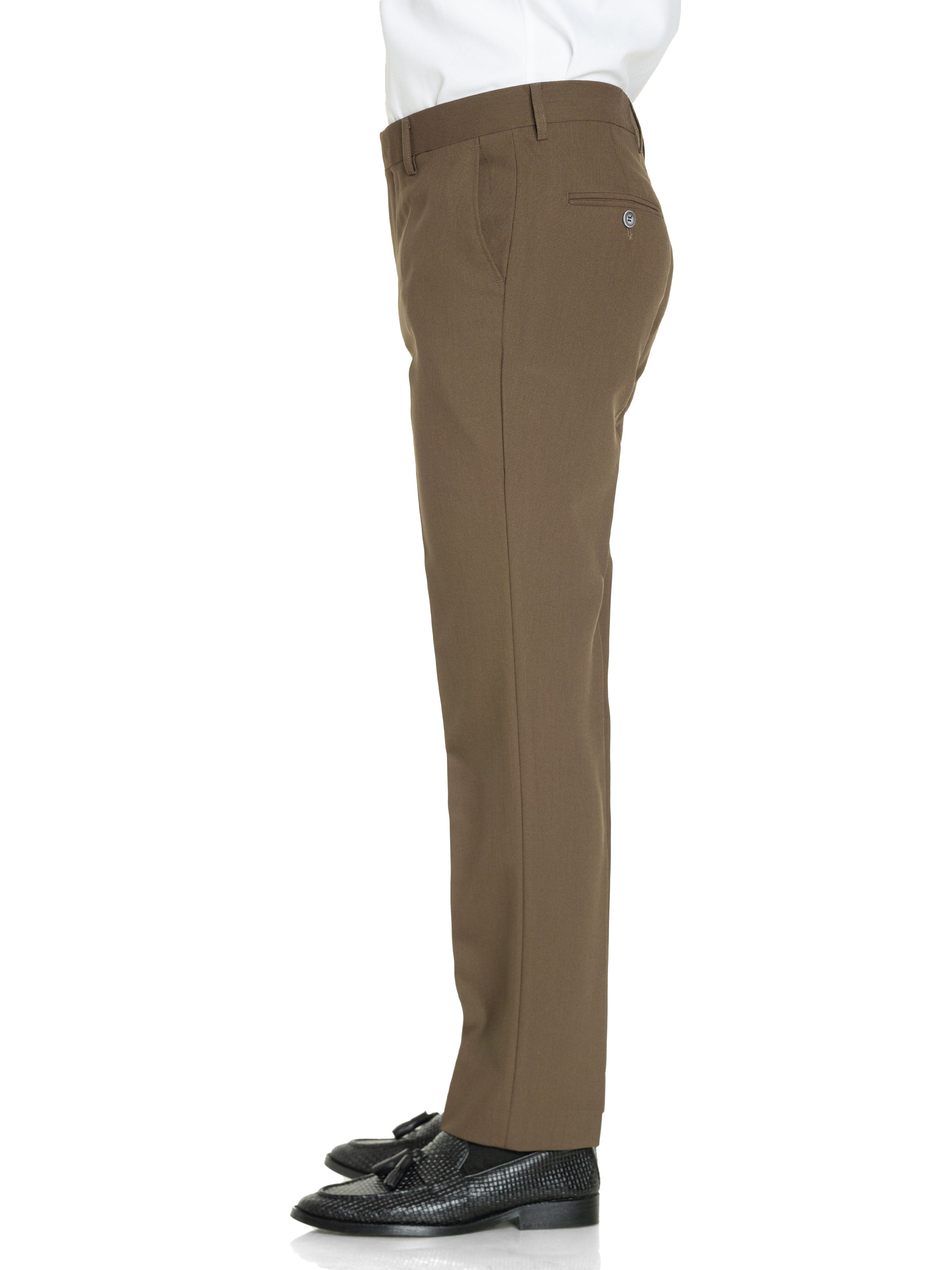 Trousers With Belt Loop - Coffee Plain (Stretchable) - Zeve Shoes
