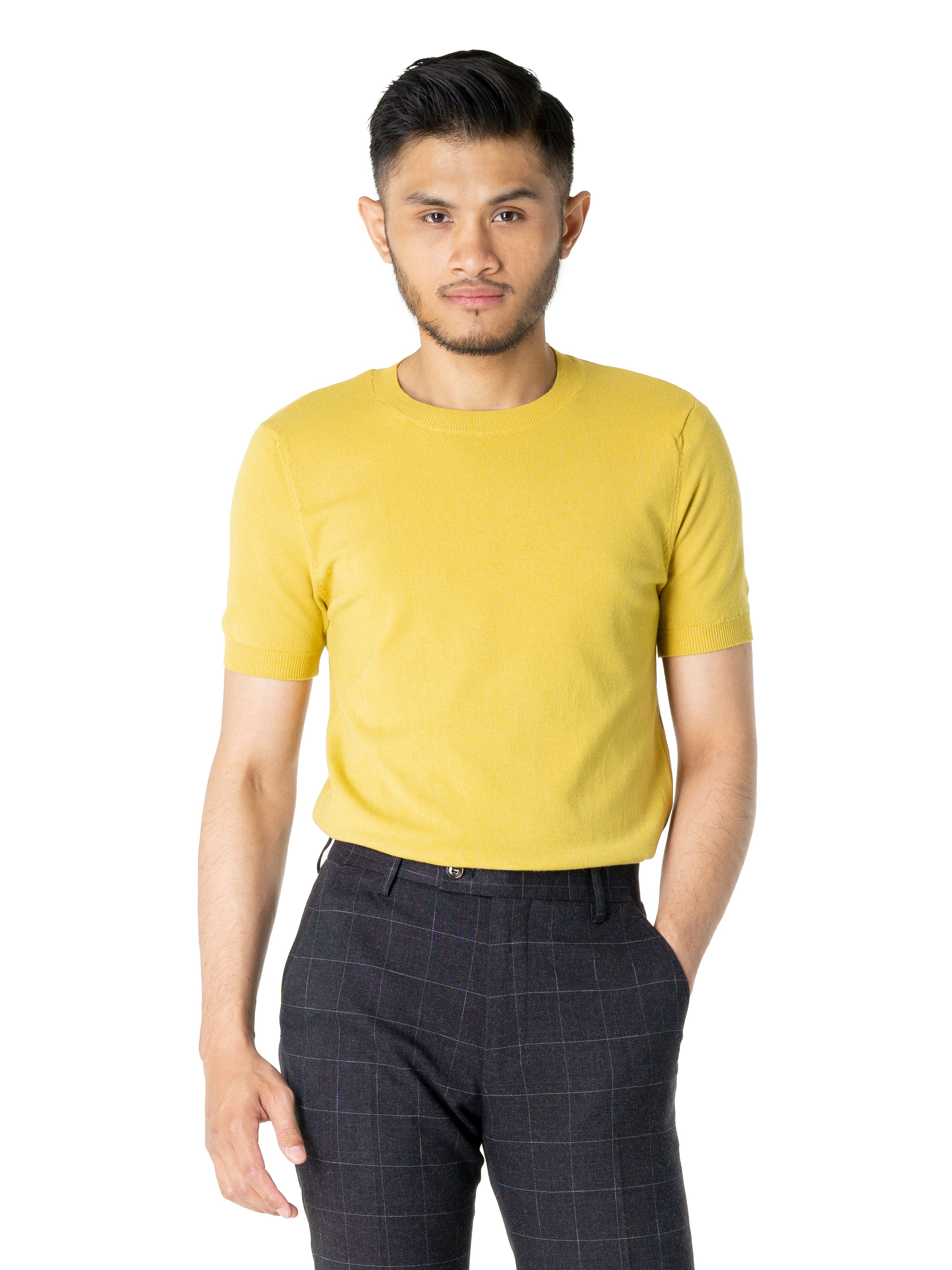 Basic Crew Neck Tee - Yellow - Zeve Shoes