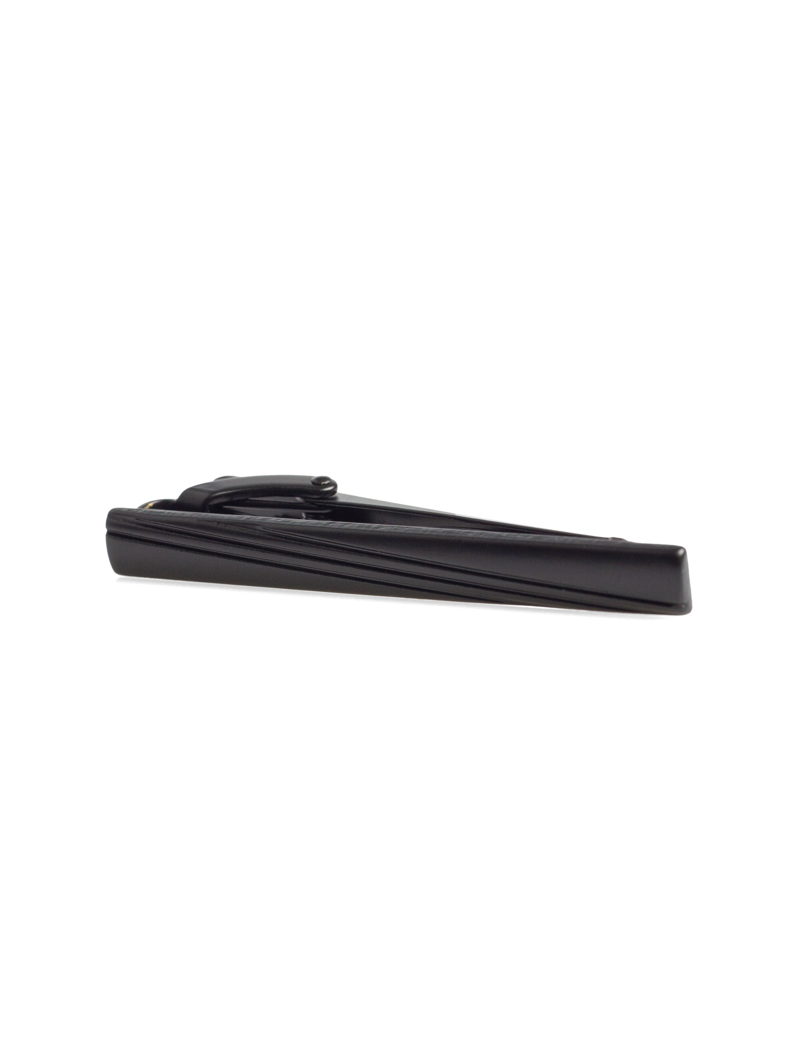 Tie Clip - Diagonal Matte Solid Black - Zeve Shoes