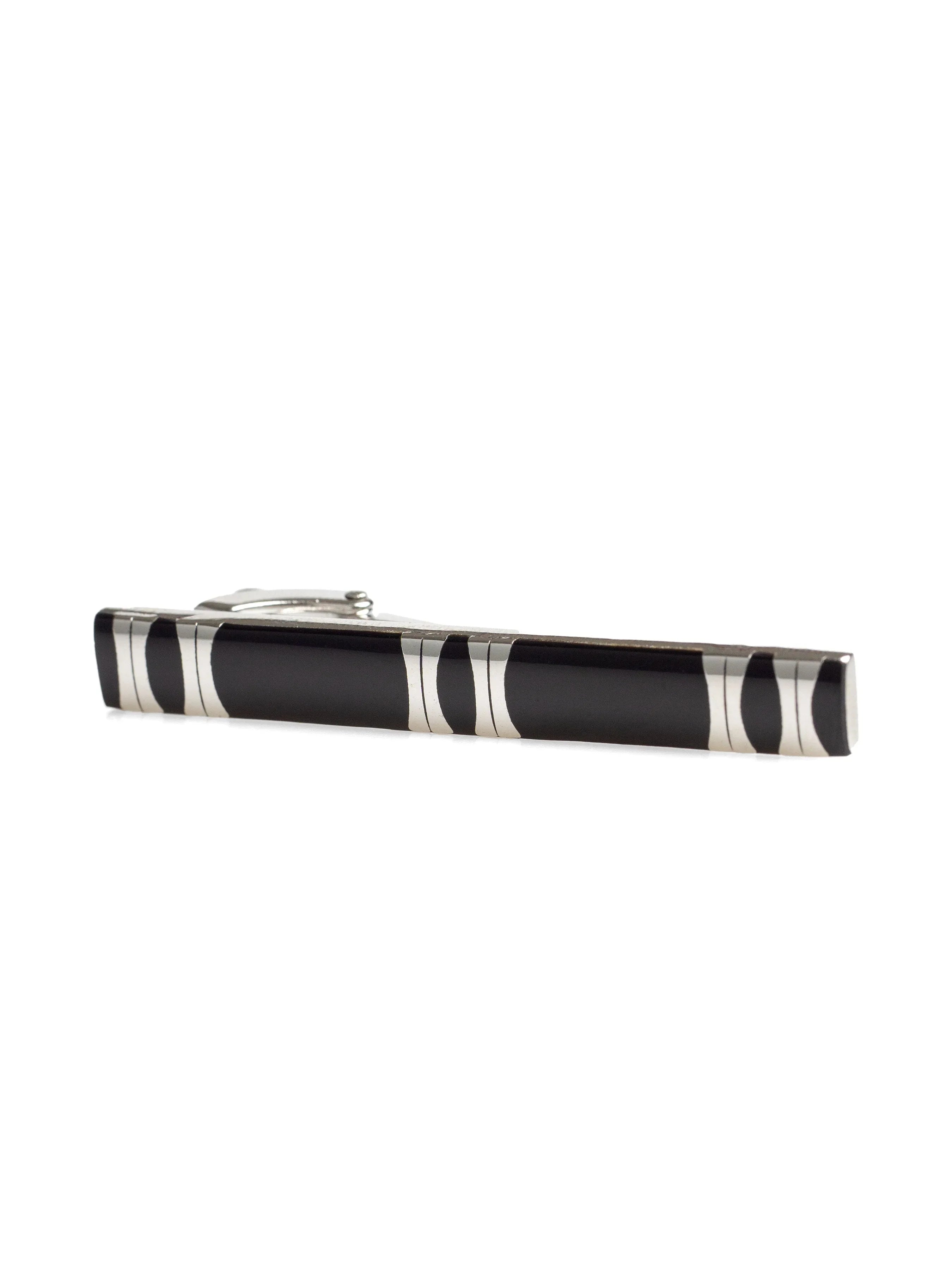 Tie Clip - Double Bar Stripe Black - Zeve Shoes