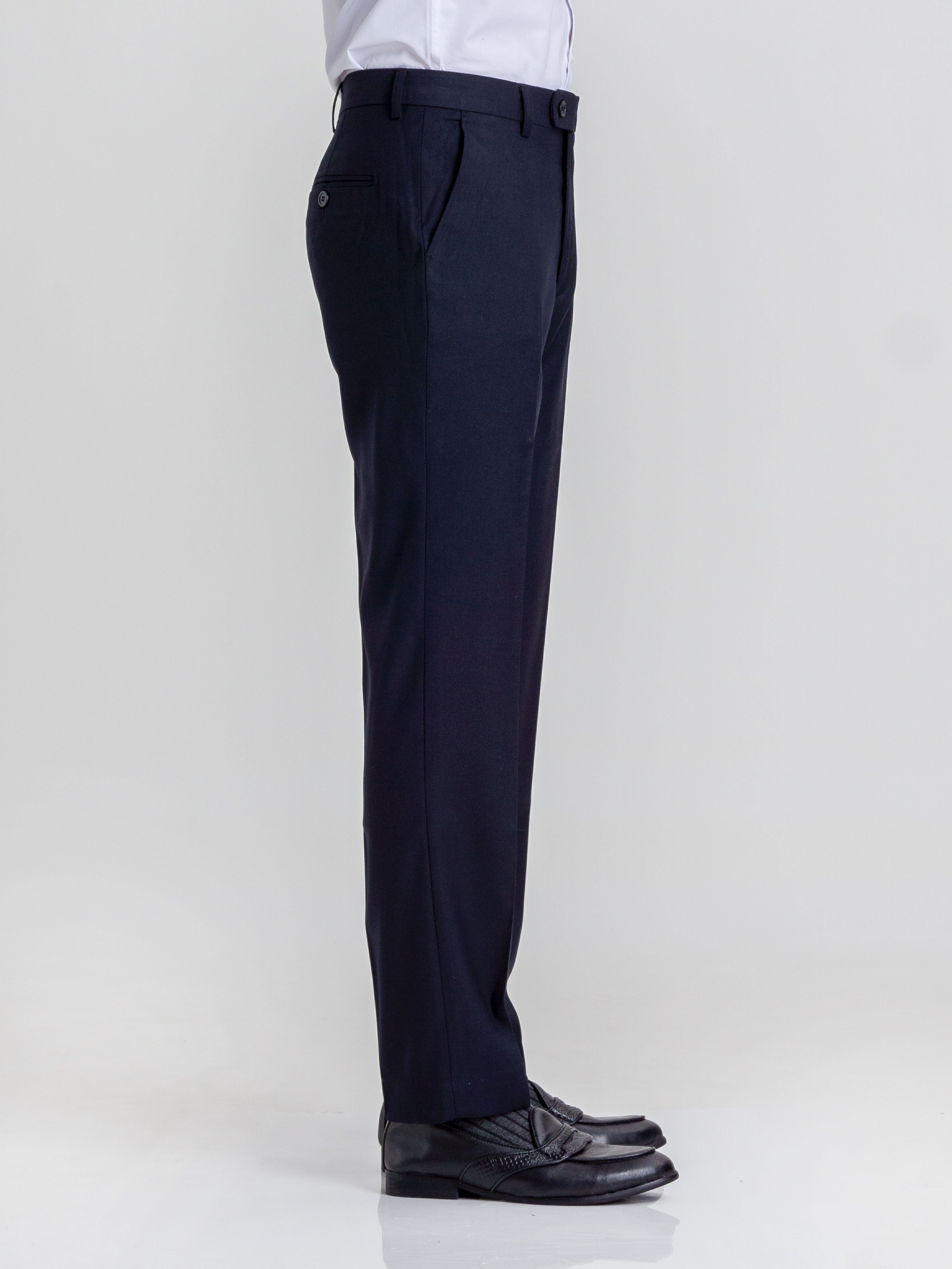 Trousers With Belt Loop -  Deep Blue Plain (Stretchable) - Zeve Shoes