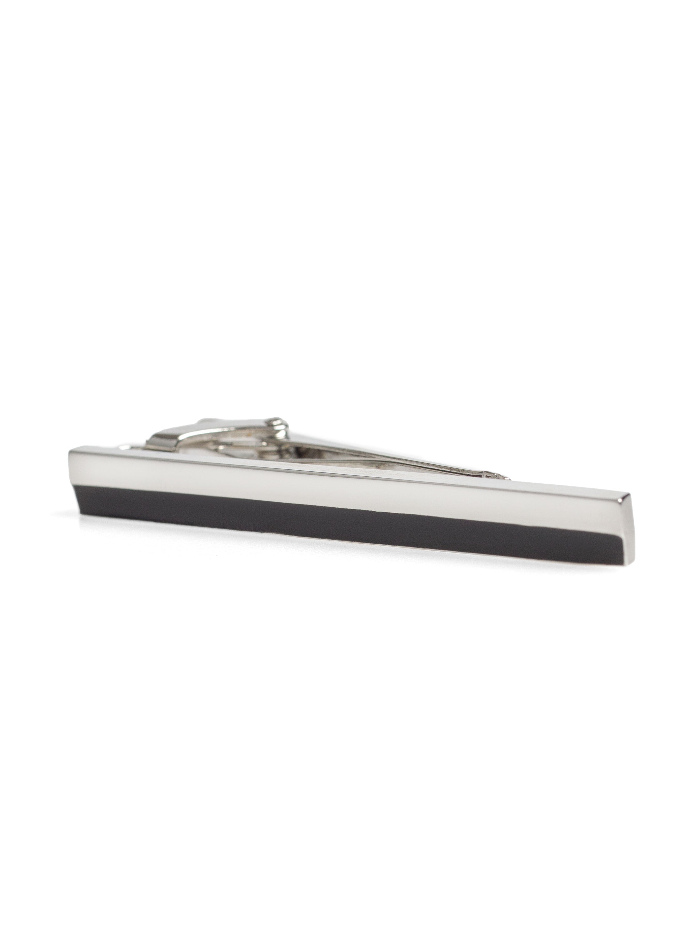 Tie Clip - Horizontal Stripe Sliver Black - Zeve Shoes