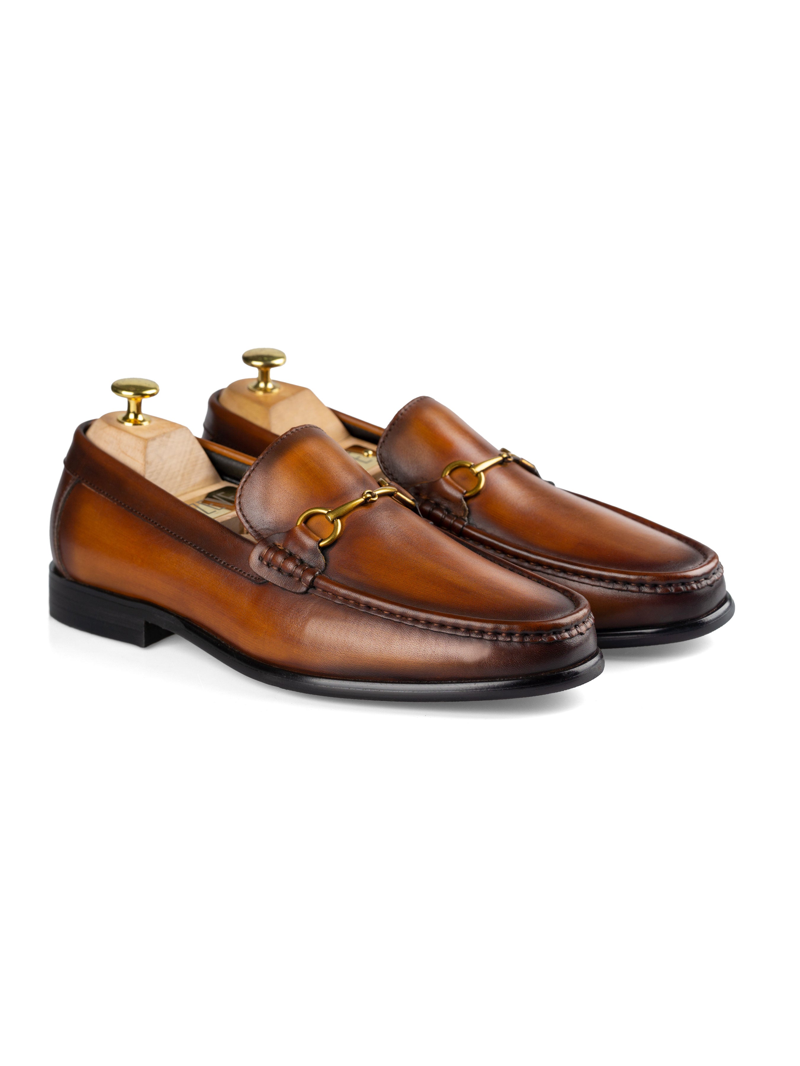 Horsebit Moccasin Loafer - Cognac Tan (Hand Painted Patina) - Zeve Shoes