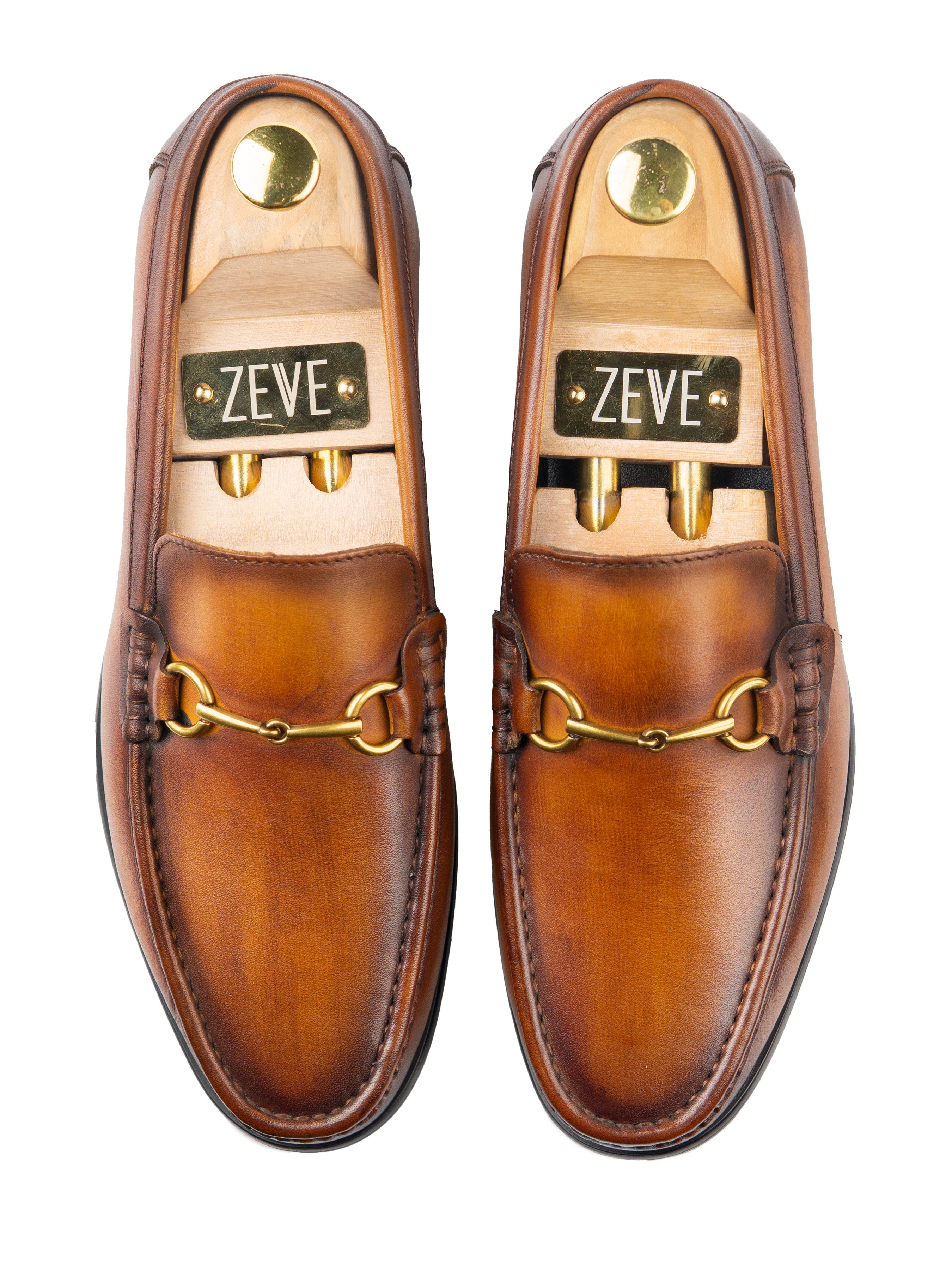 Horsebit Moccasin Loafer - Cognac Tan (Hand Painted Patina) - Zeve Shoes