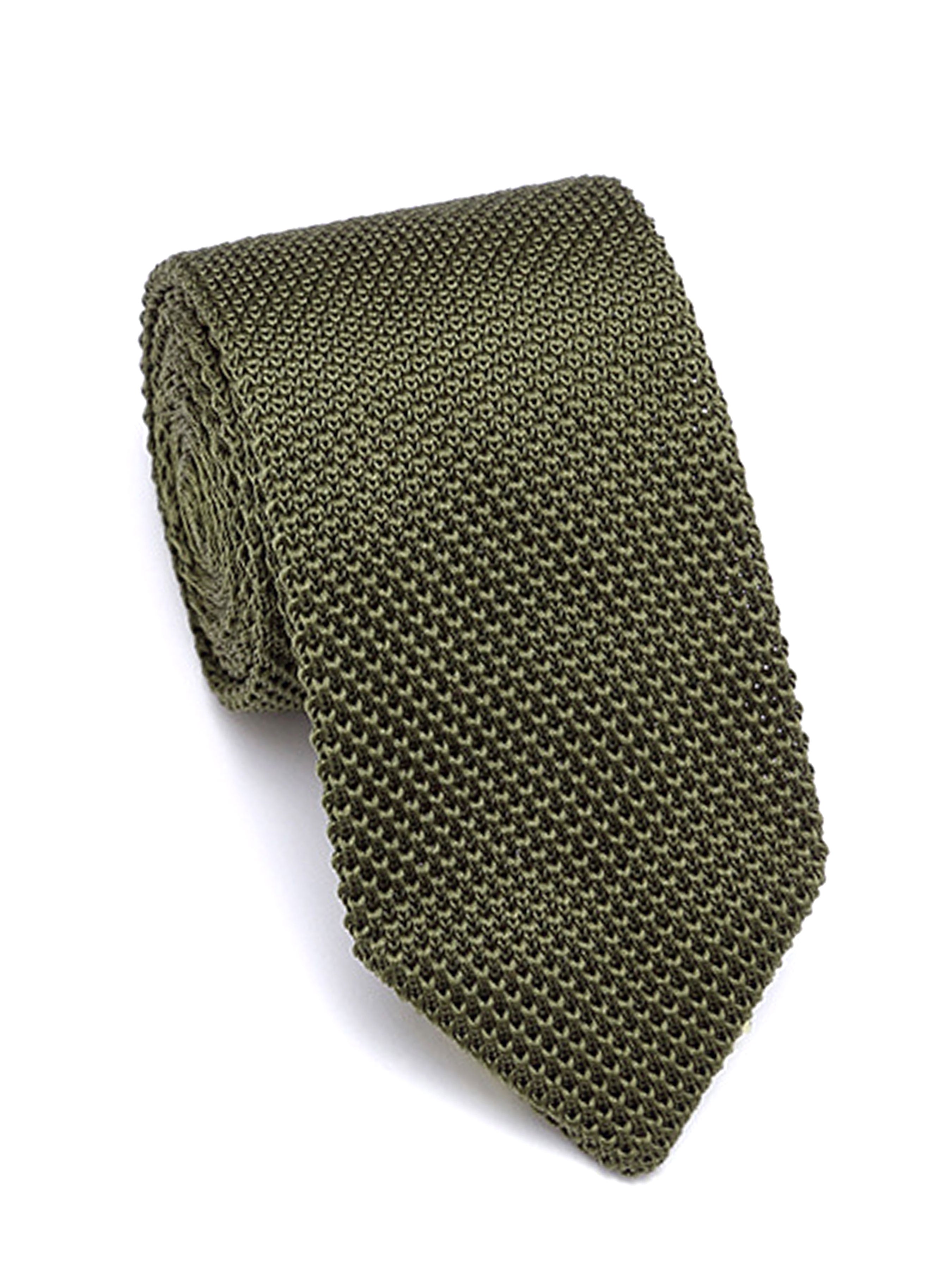 Knit-Tie-Olive-Green - Zeve