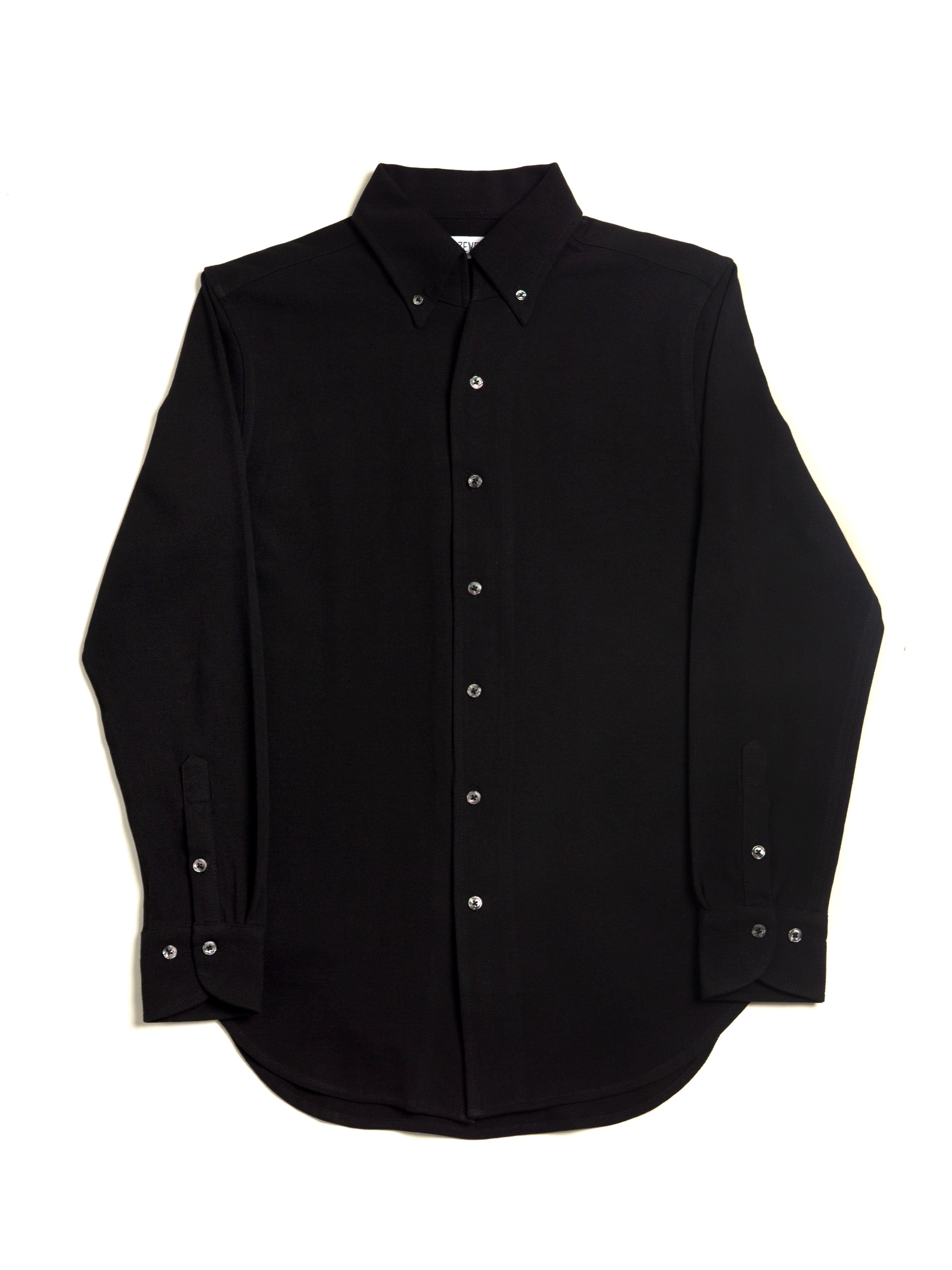 Long Sleeve Polo Shirt - Black Button Down - Zeve Shoes