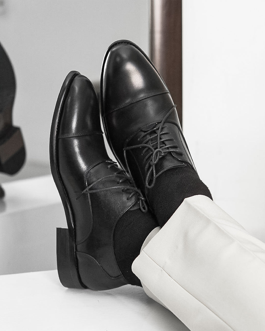 Oxford Cap Toe - Black Lace Up - Zeve Shoes