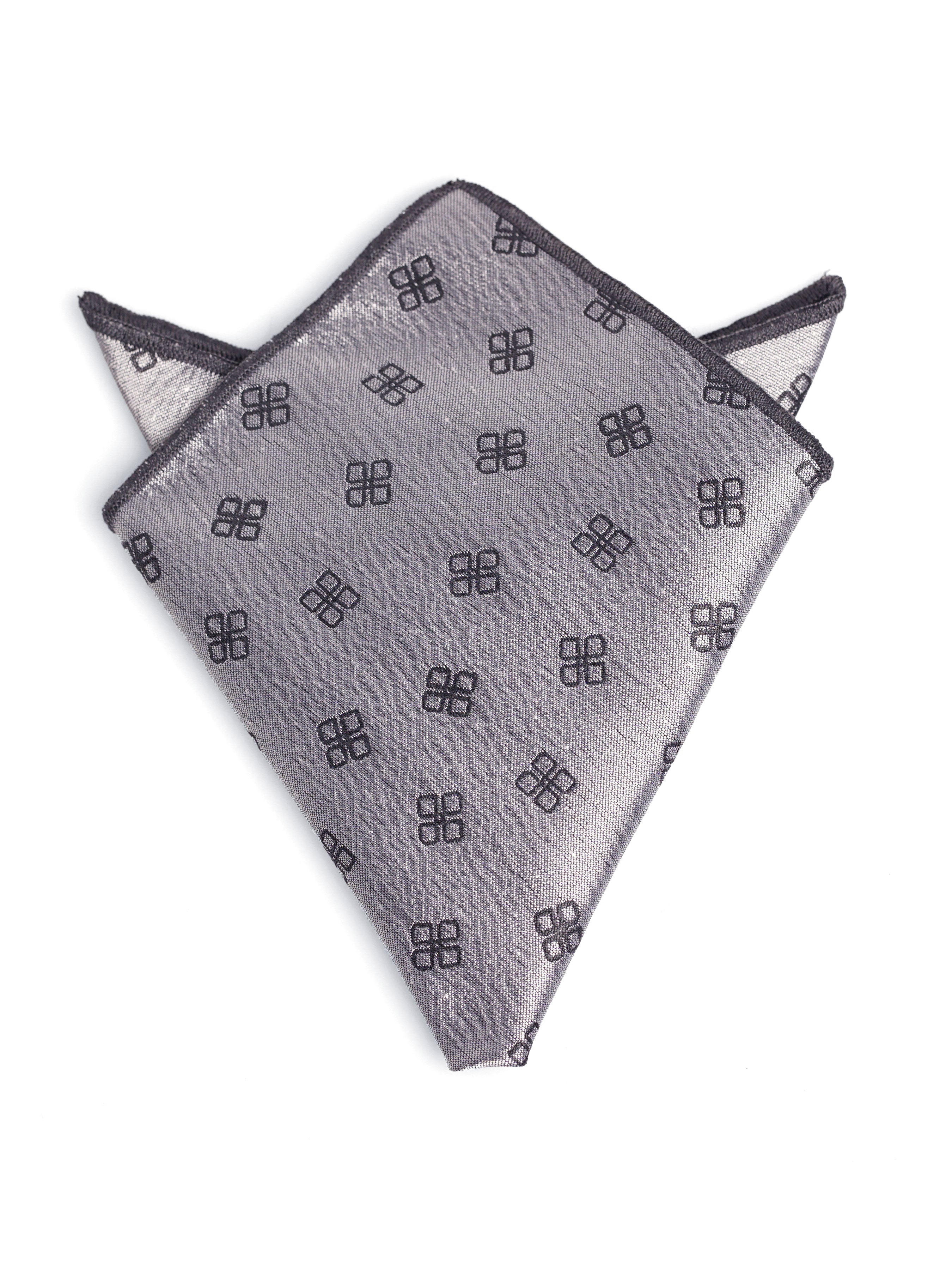 Geometric Pocket Square - Silver Grey - Zeve Shoes