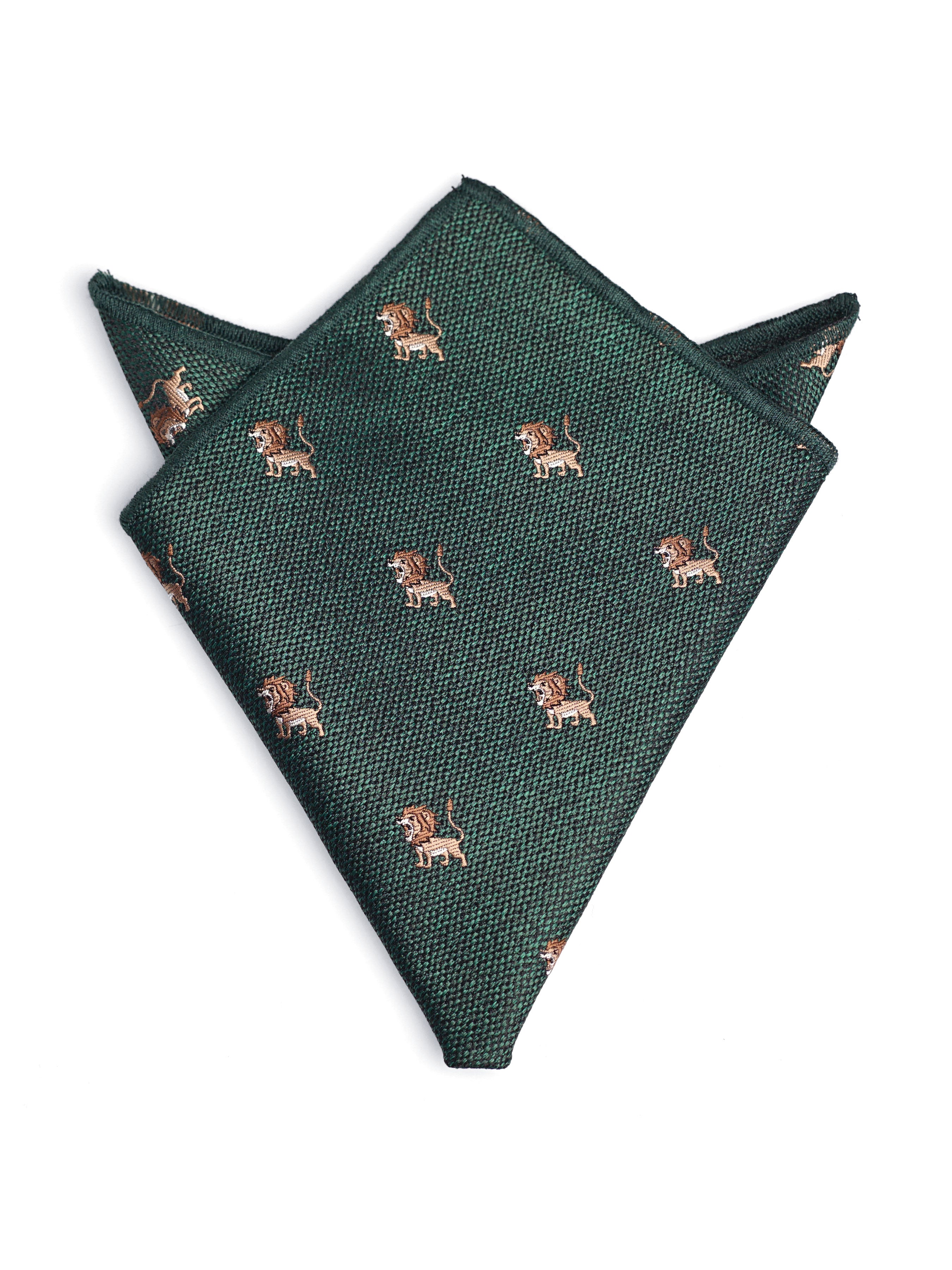 Lion Pocket Square - Emerald Green - Zeve Shoes