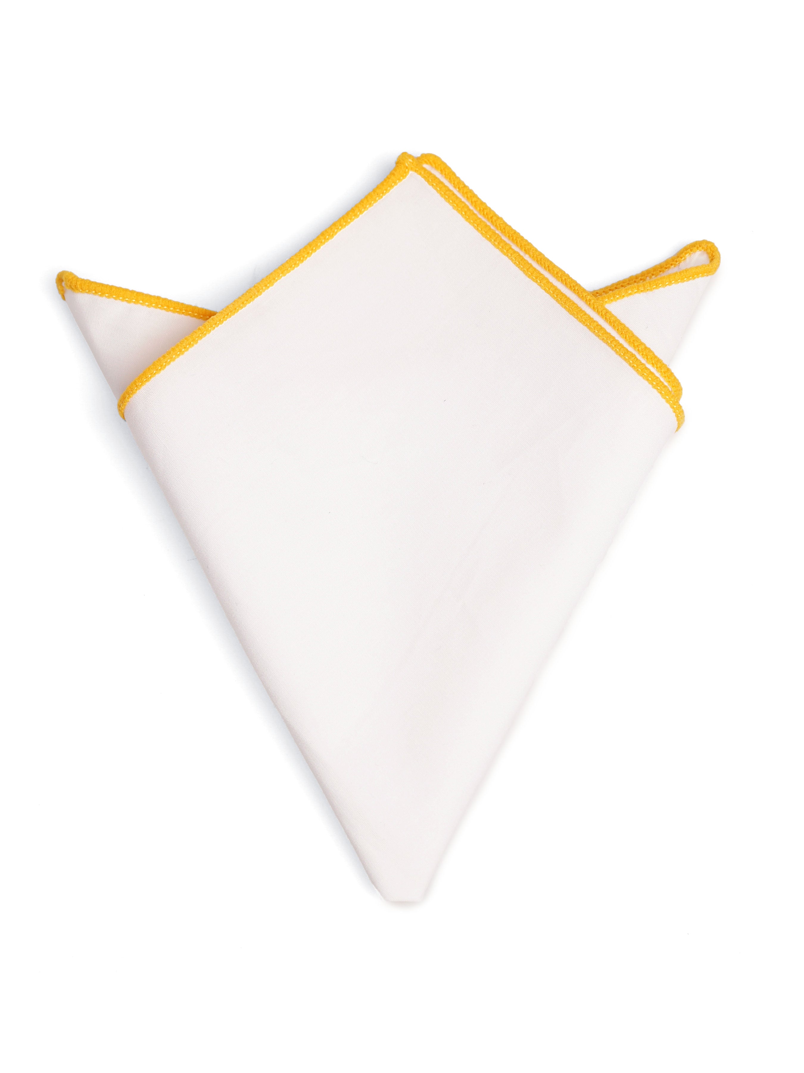 Cotton White Pocket Square with Contrast Piping - Zeve Shoes