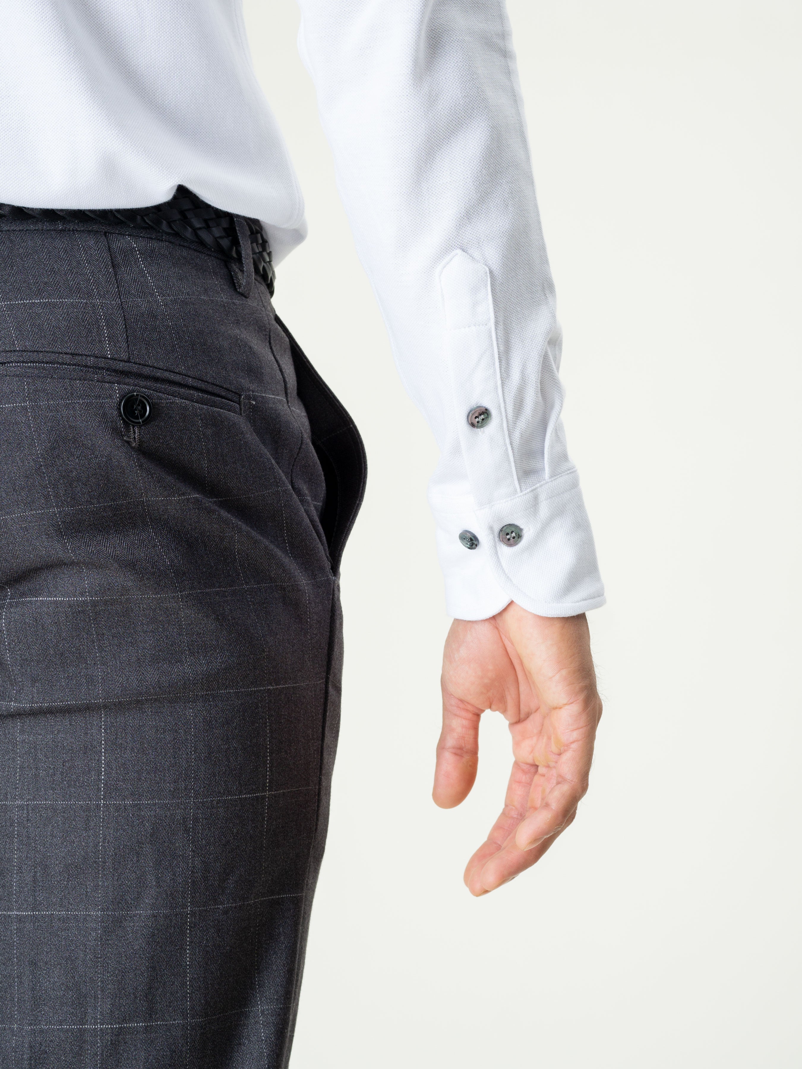 Long Sleeve Polo Shirt - White Button Down - Zeve Shoes