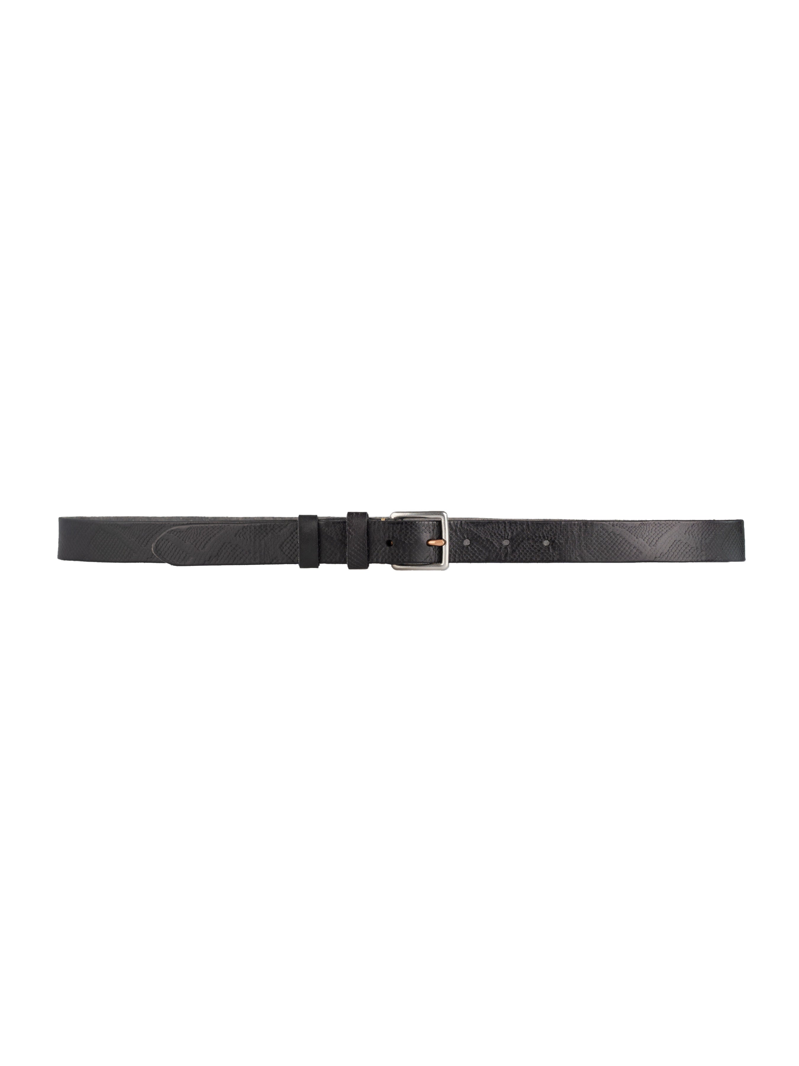 Italian Rustic Phyton Leather Belt with Palladium-toned Buckle - Zeve Shoes