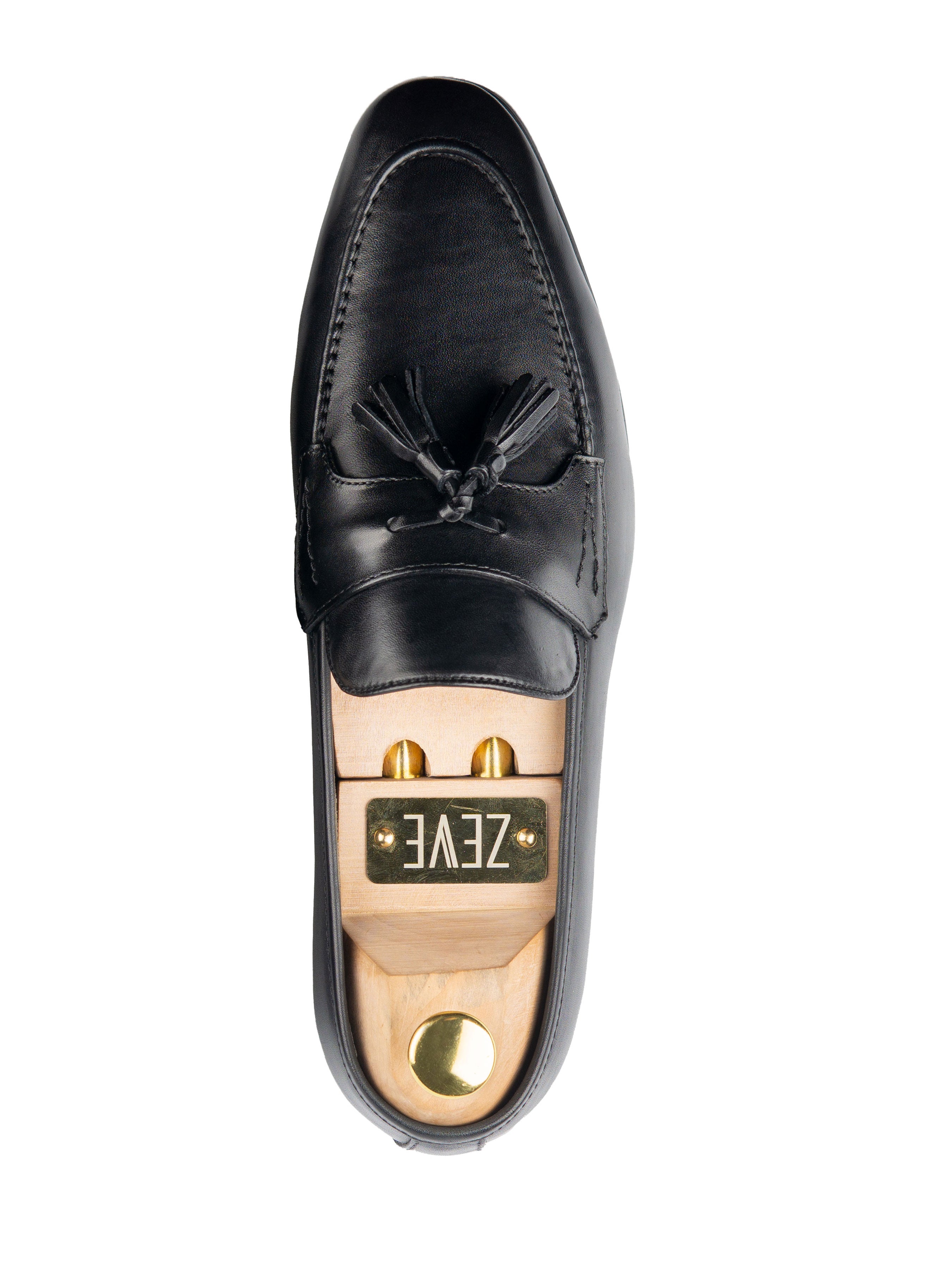 Tassel Loafer Wing Strap - Solid Black - Zeve Shoes