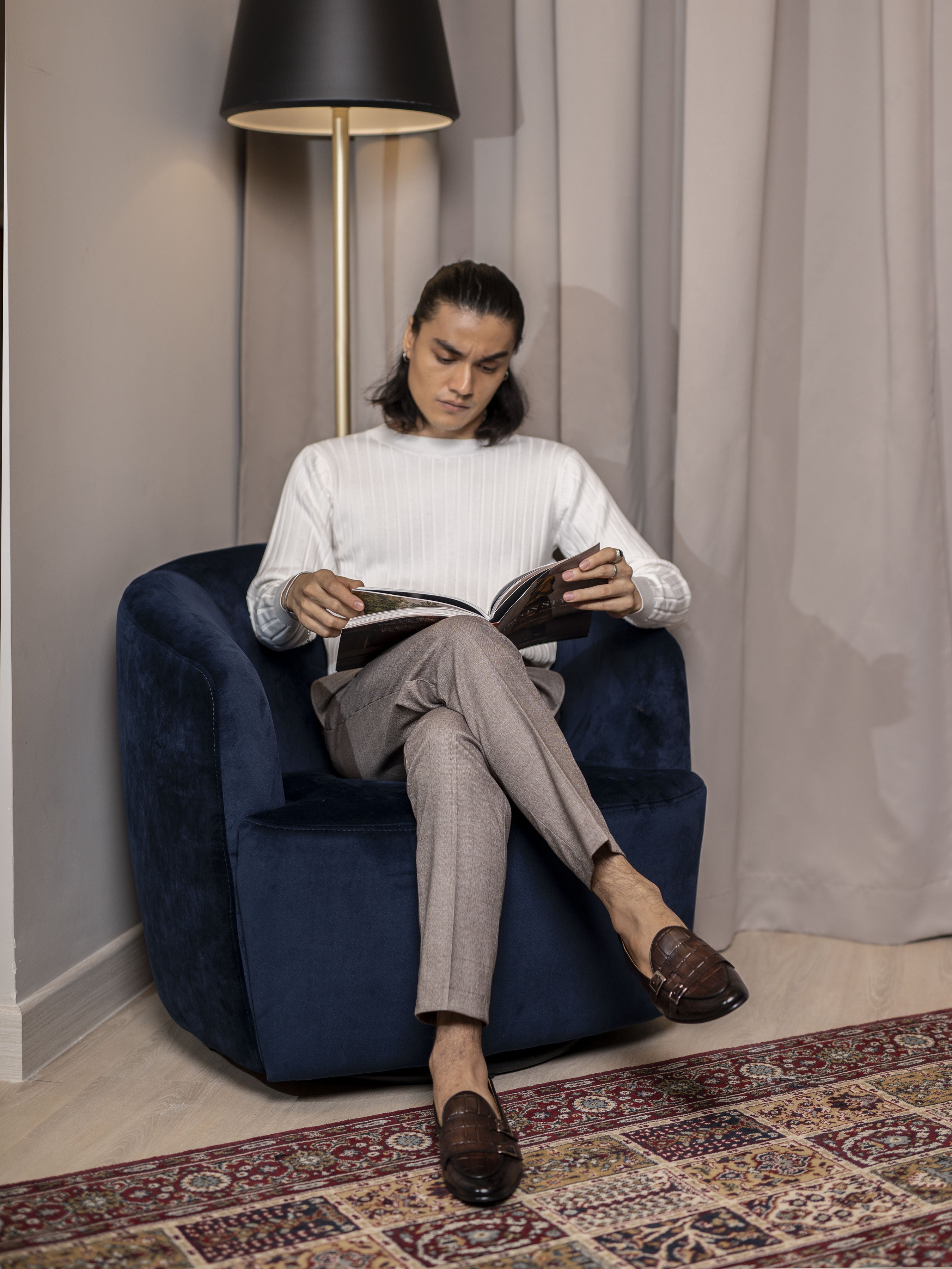 Belgian Loafer - Dark Brown Croco Double Monk Strap - Zeve Shoes