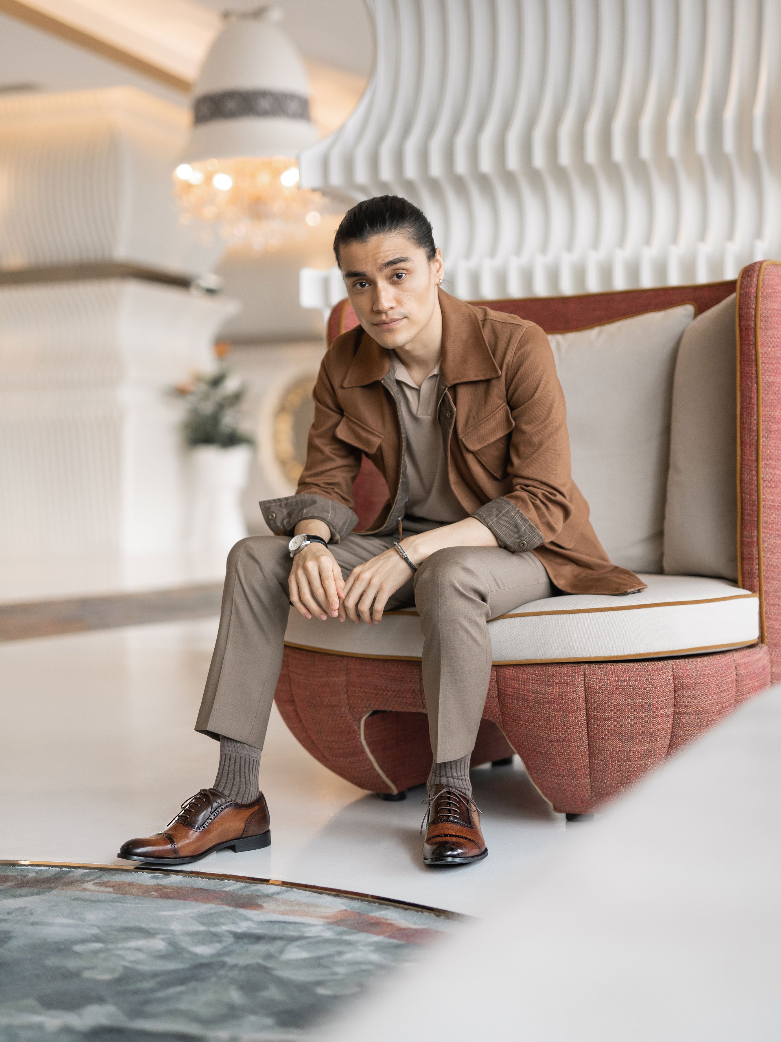 Oxford Cap Toe Adelaide - Duo-Tone Cognac Tan Lace Up (Hand Painted Patina) - Zeve Shoes