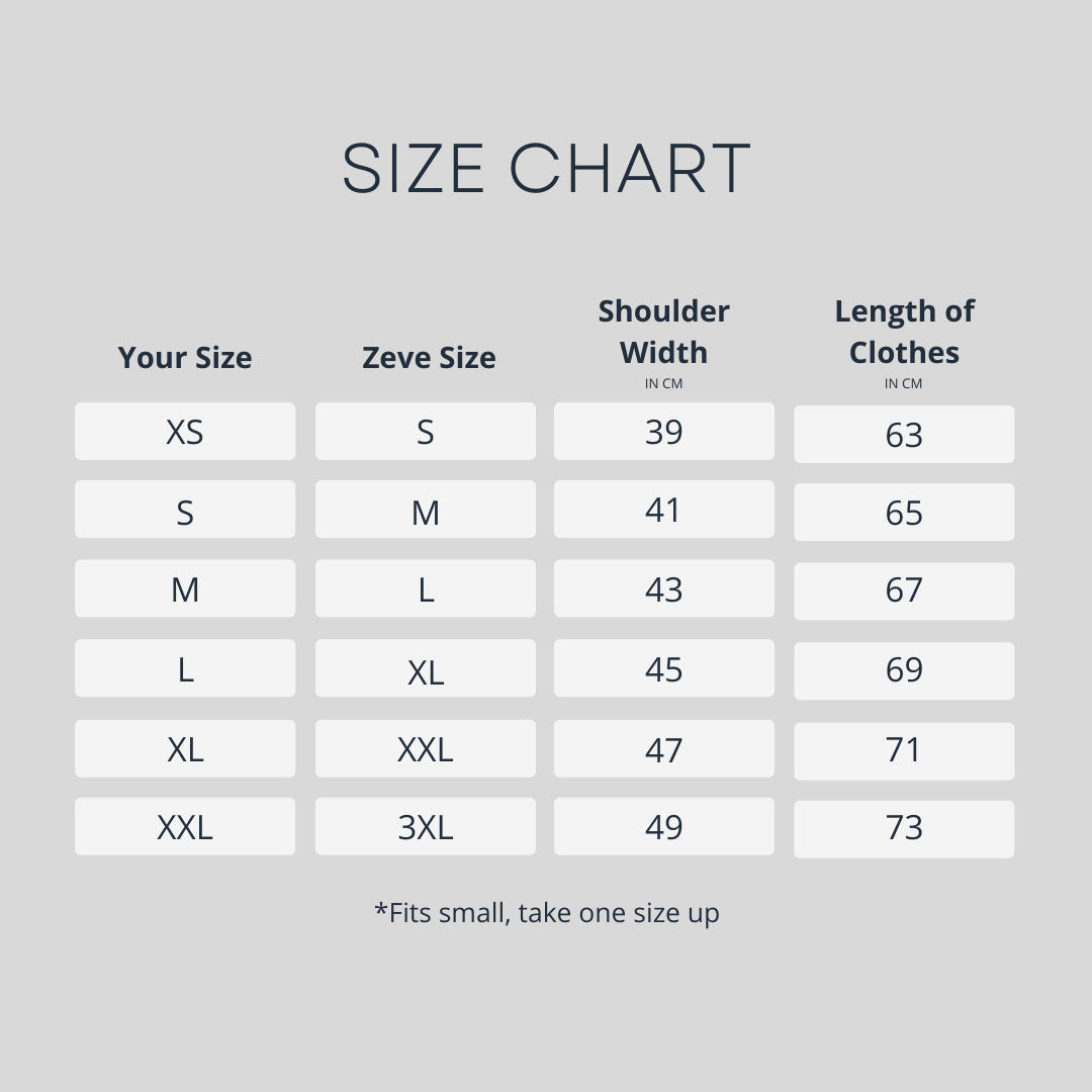 size-chart - Zeve