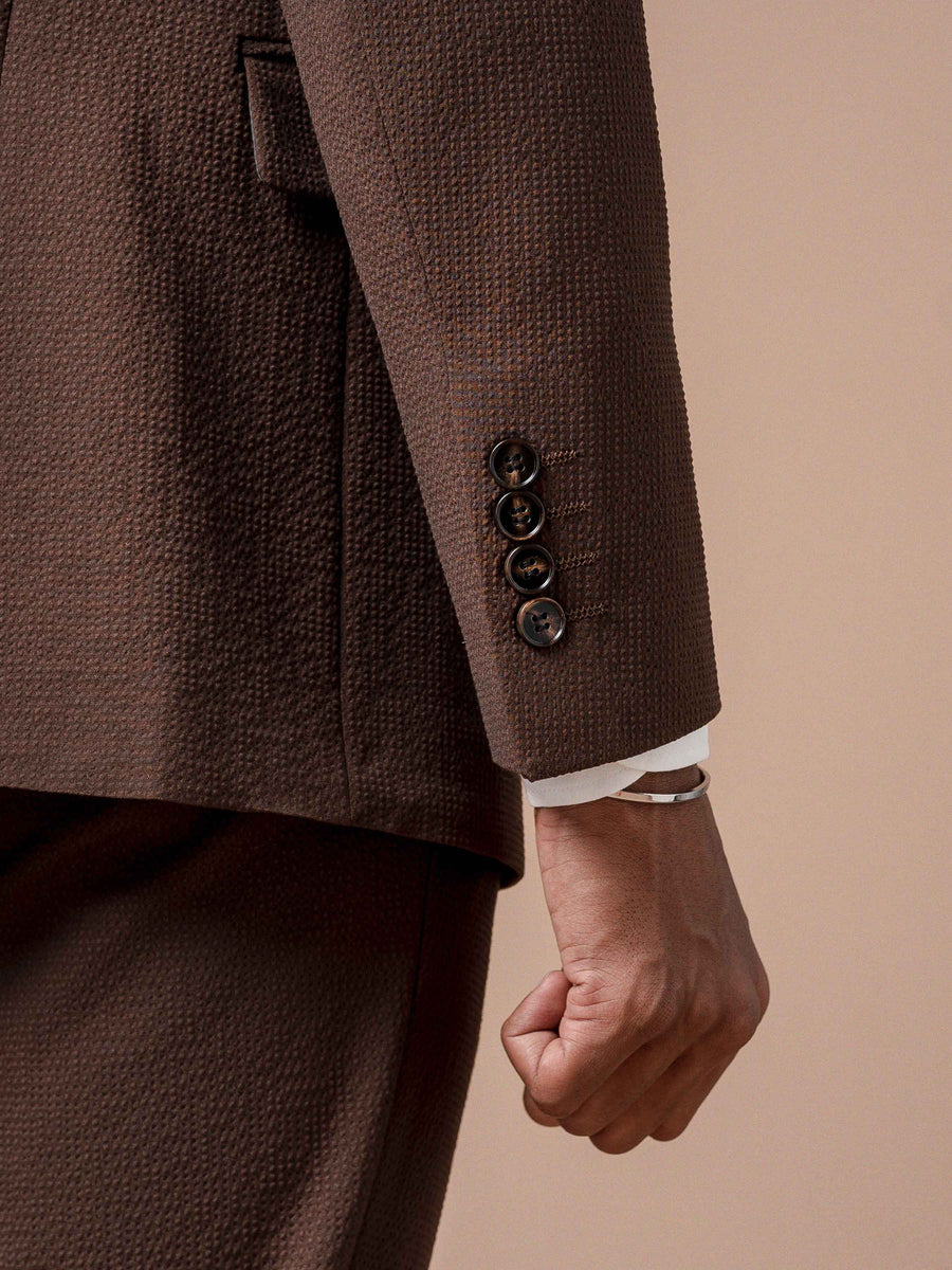 11DoubleBreastedSuitBlazerSeersuckerCoffeePlain_PeakLapel - Zeve