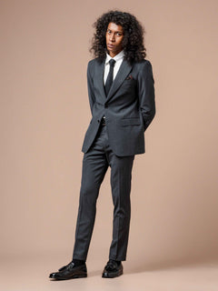 1SingleBreastedSuitBlazerDarkGreyPlain_NotchLapel - Zeve