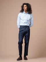 3EmanuelStripedShirtBlueWindsorCollar - Zeve