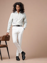 3EmanuelStripedShirtGreenWindsorCollar - Zeve
