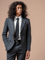 3SingleBreastedSuitBlazerDarkGreyPlain_NotchLapel - Zeve