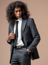4SingleBreastedSuitBlazerDarkGreyPlain_NotchLapel - Zeve