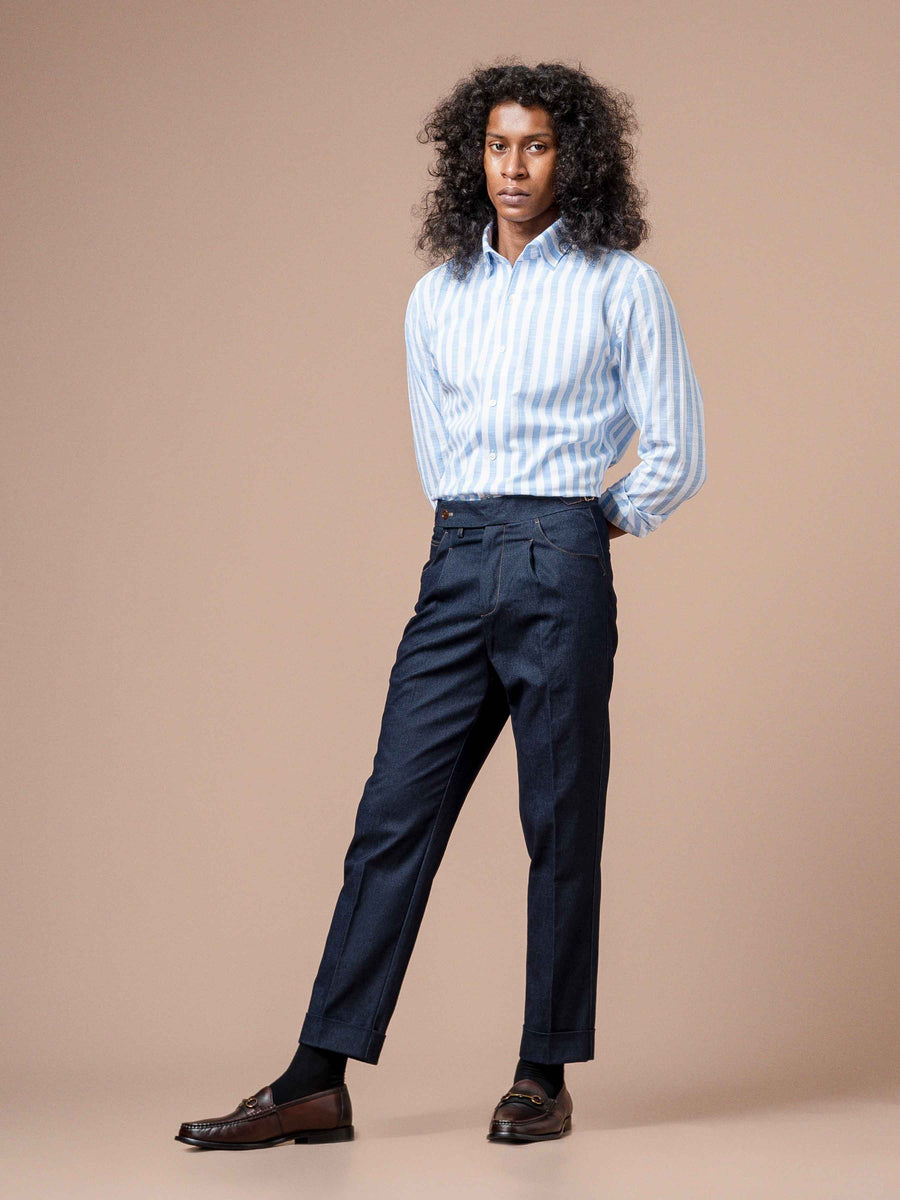 7EmanuelStripedShirtBlueWindsorCollar - Zeve
