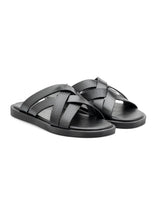 AlunSandalSolidBlackFront - Zeve