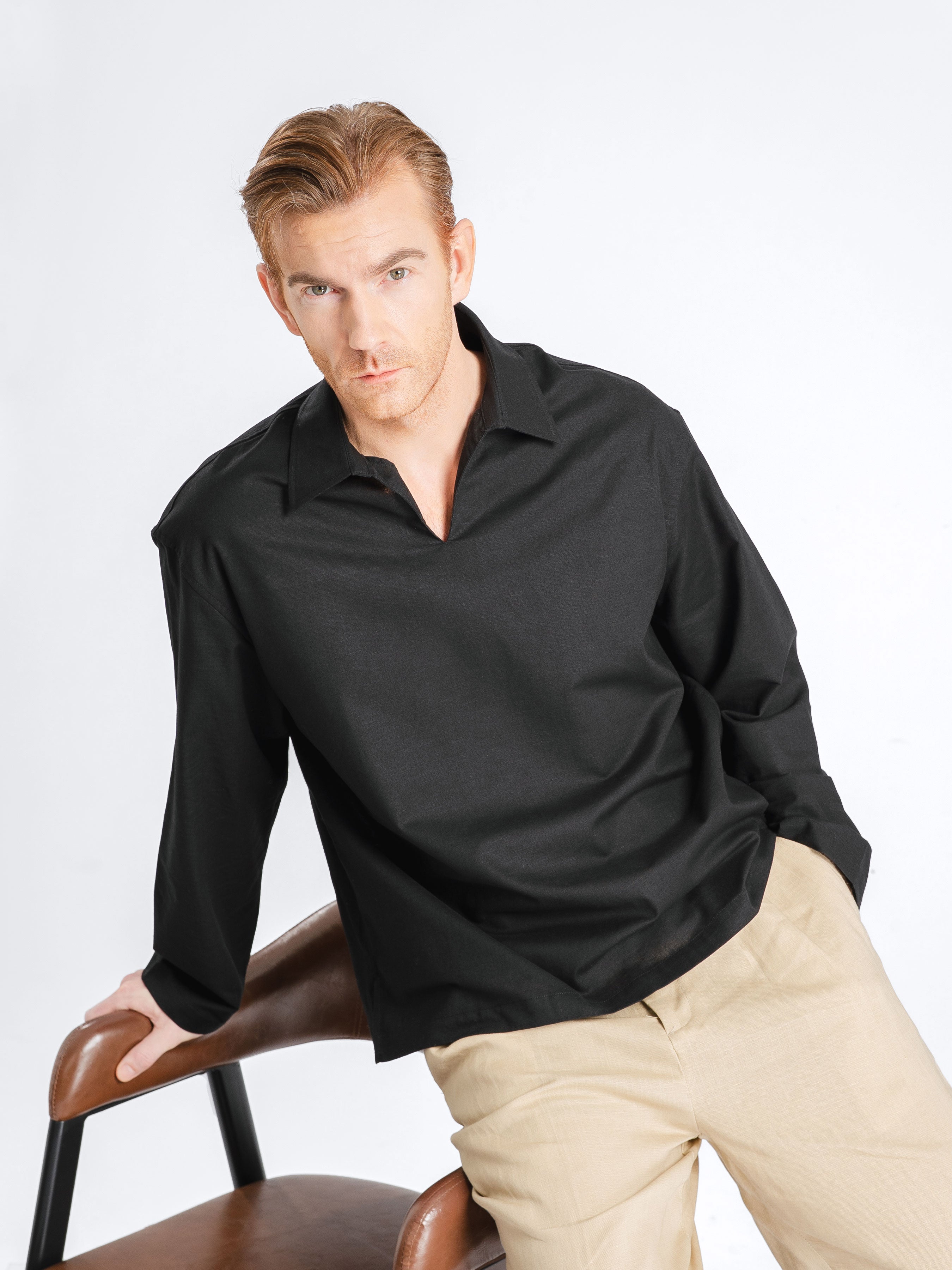 Aris Linen Shirt - Black