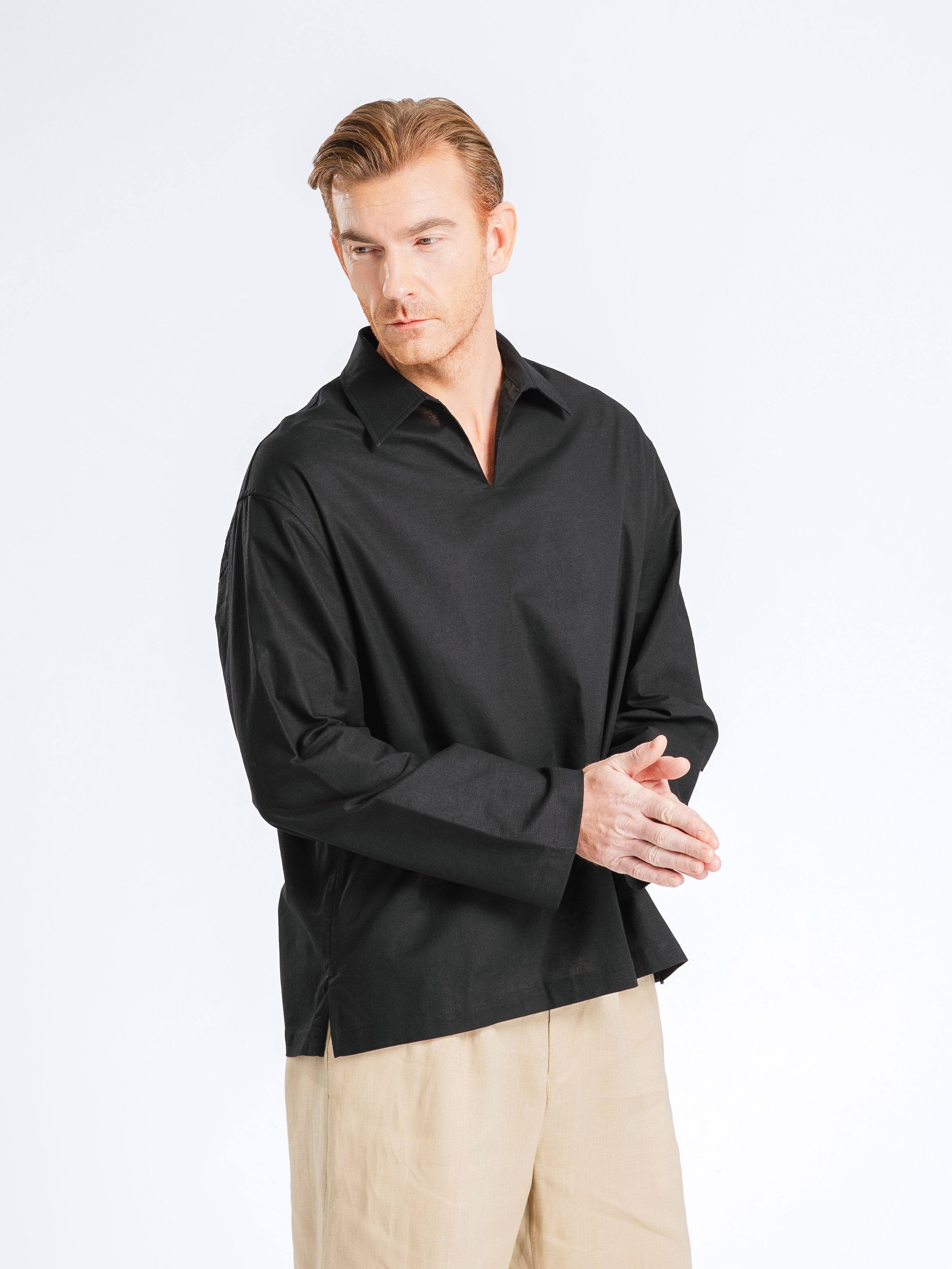 Aris Linen Shirt - Black