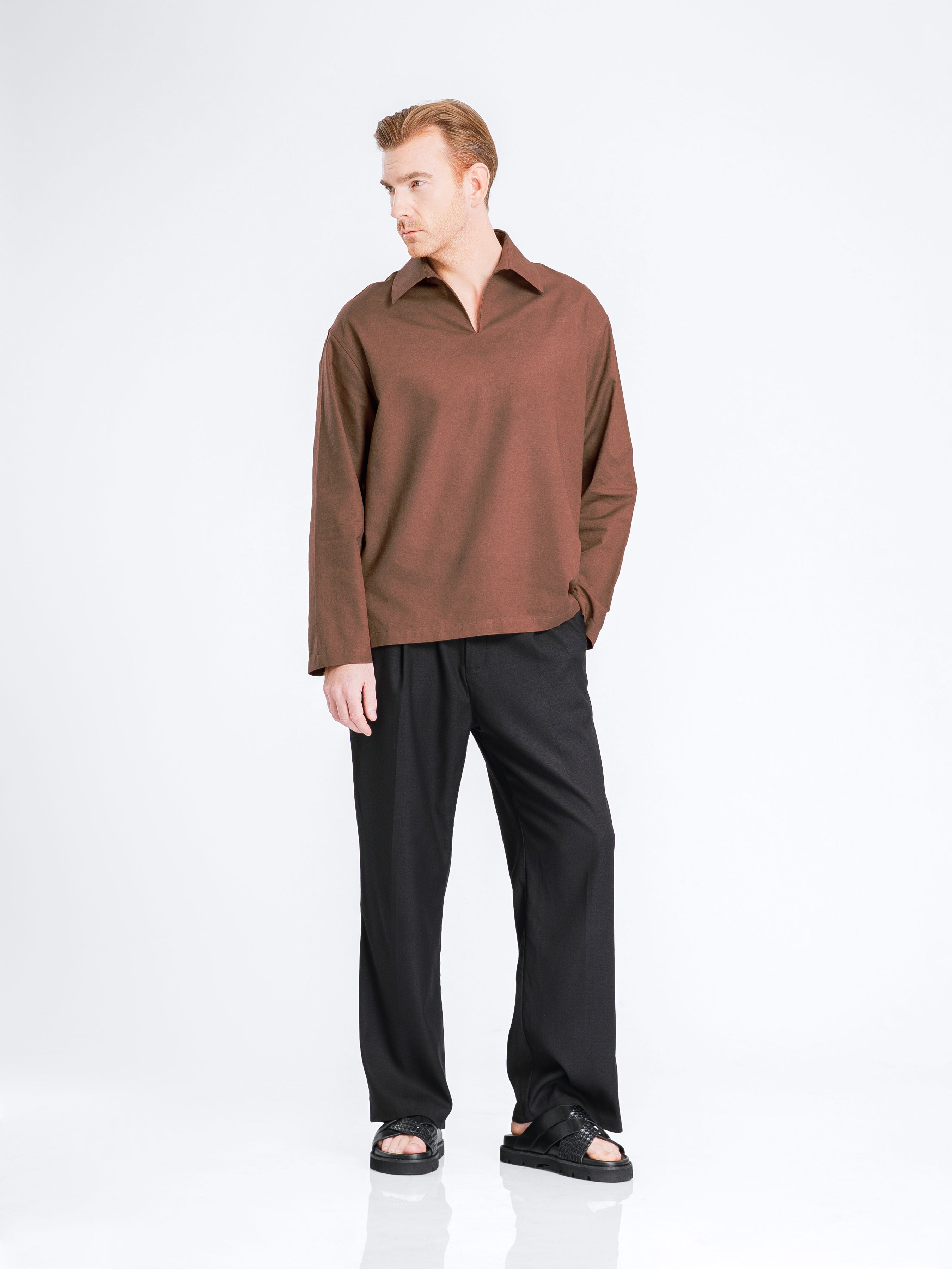 Aris Linen Shirt - Coffee