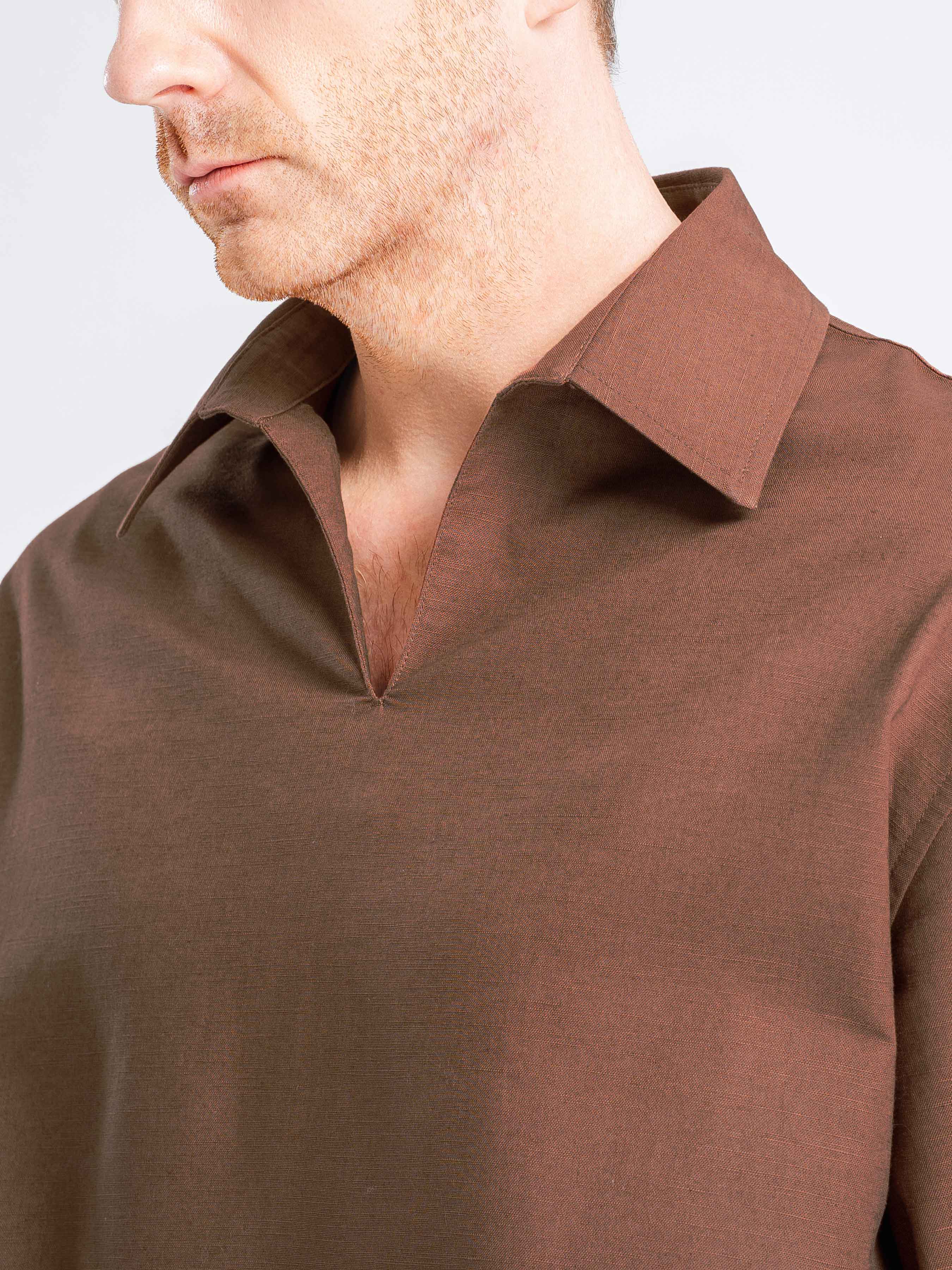 Aris Linen Shirt - Coffee