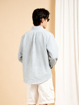 Armand Linen Shirt - White Blue Line (Stripe)