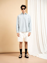 Armand Linen Shirt - White Blue Line (Stripe)
