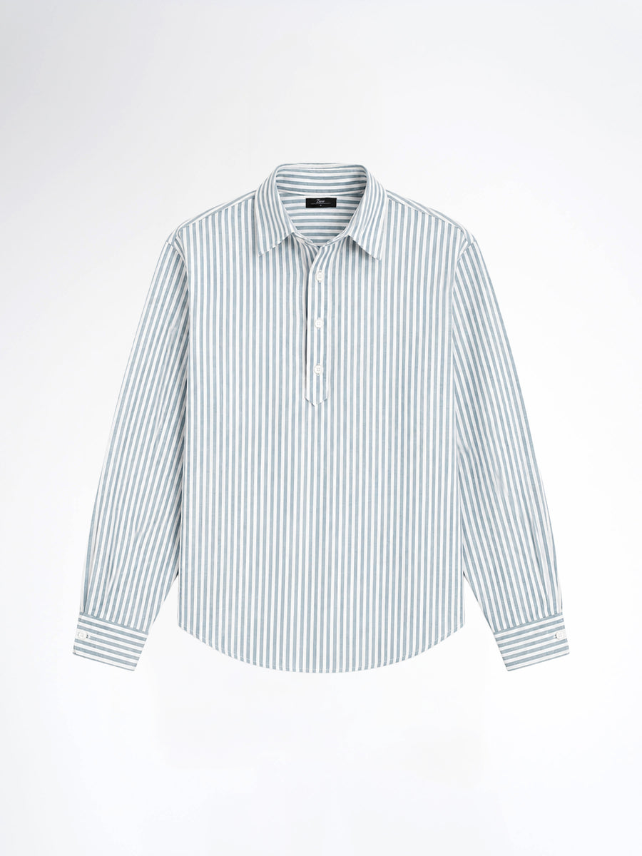Armand Linen Shirt - White Blue Line (Stripe)