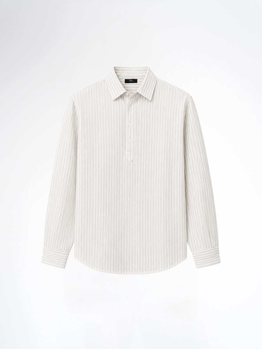 Armand Linen Shirt - White Grey Line (Stripe)