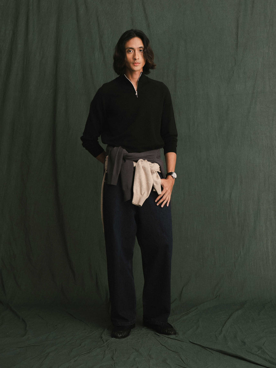 Auren Knit - Black Quater-Zip