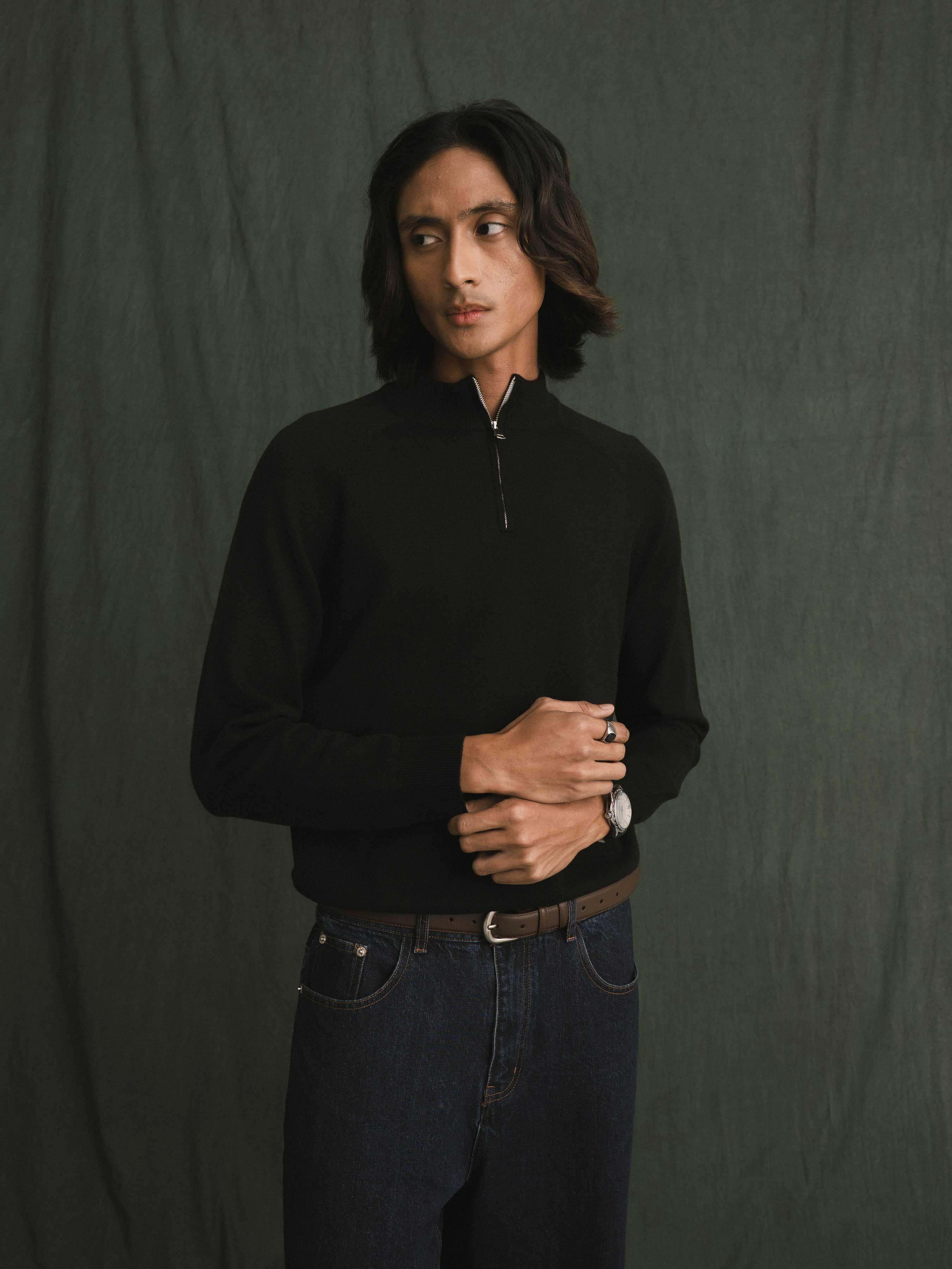 Auren Knit - Black Quater-Zip