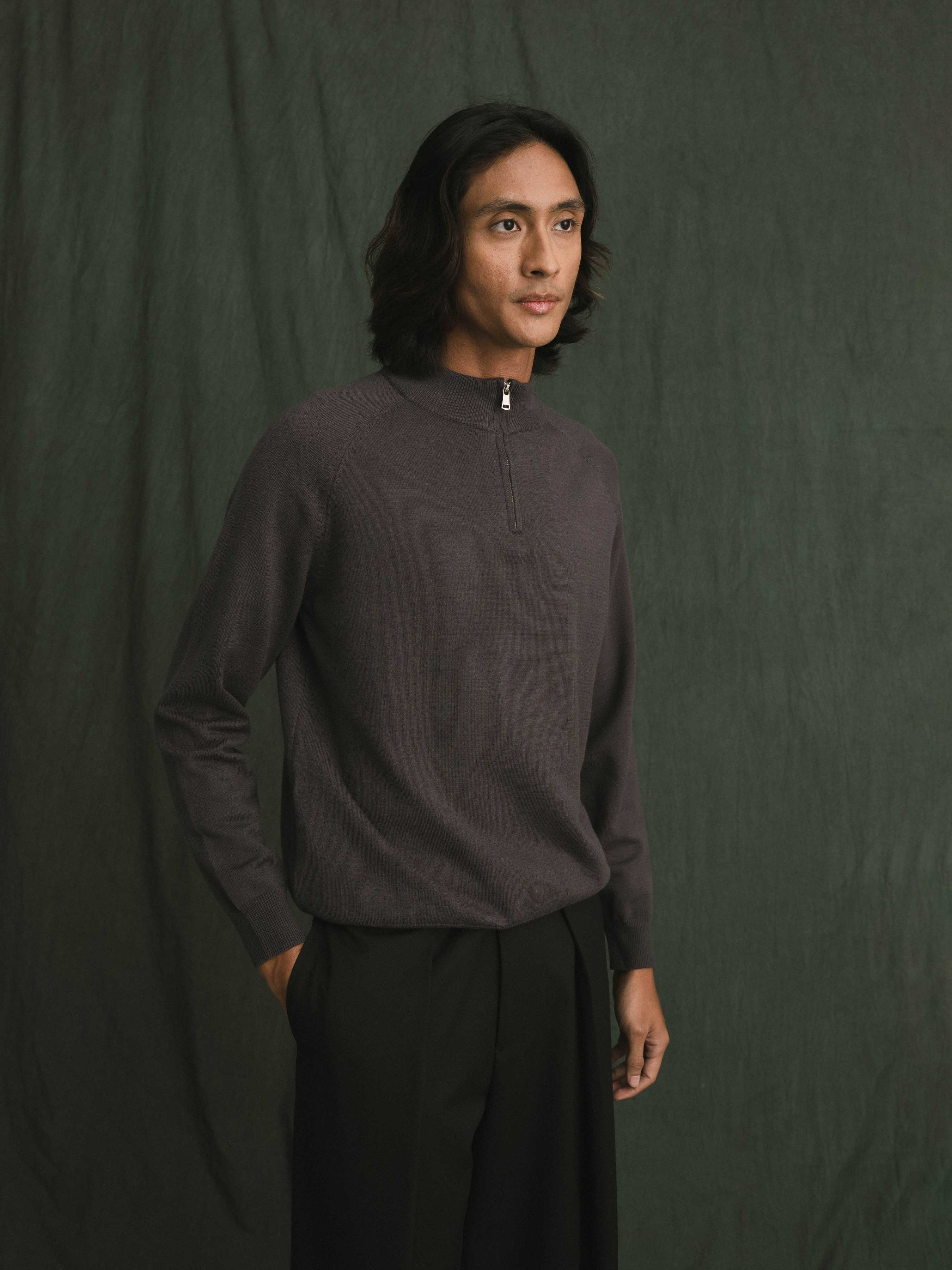 Auren Knit - Dark Grey Quater-Zip