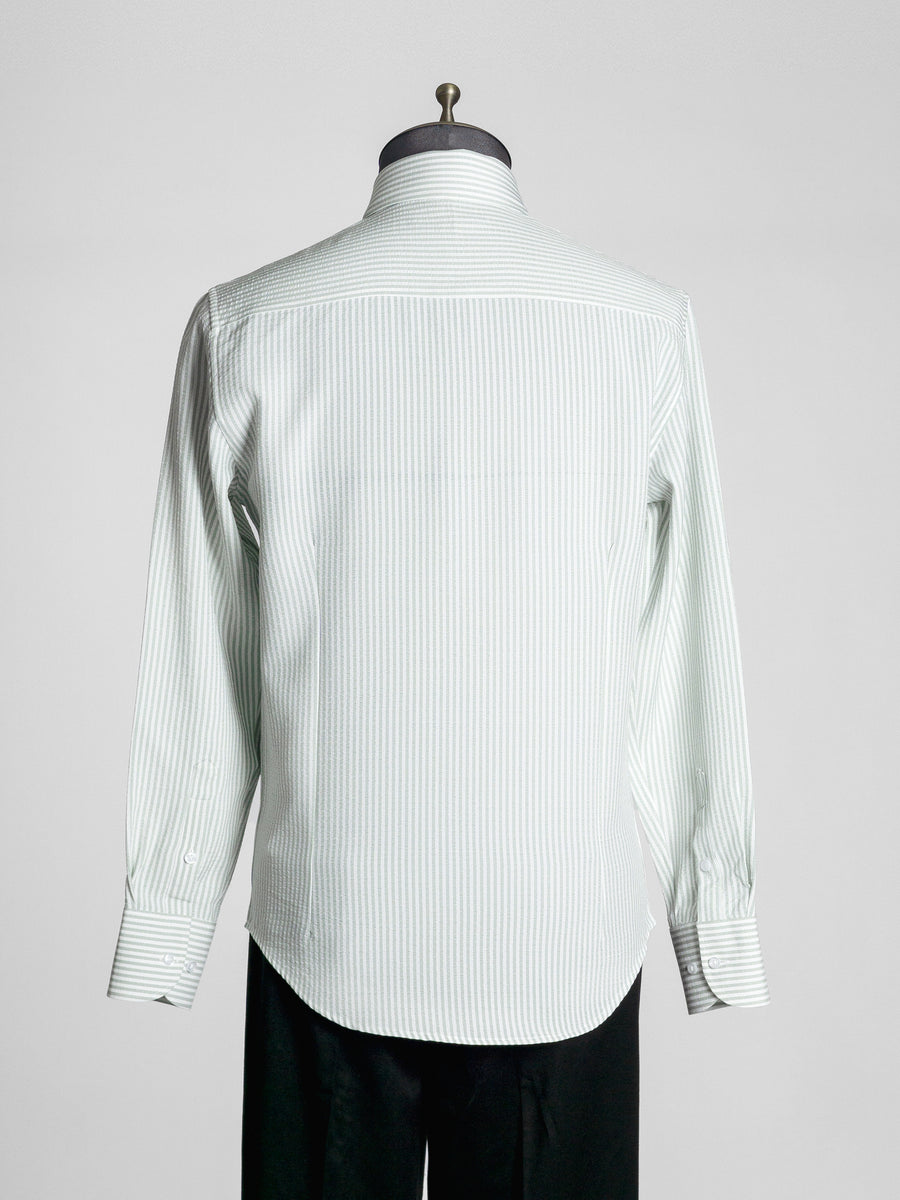 Back-Seersucker-Striped-Shirt-SageGreen - Zeve