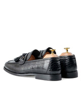 BackDarioTasselLoaferBlackCrocoPolishedLeather - Zeve