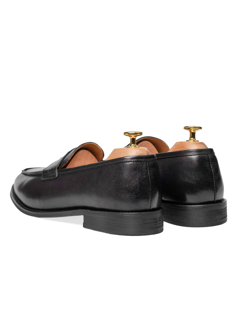 BackPennyLoaferBlackGrey_HandPaintedPatina - Zeve