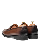 BackPennyLoaferDarkBrown_HandPaintedPatina - Zeve
