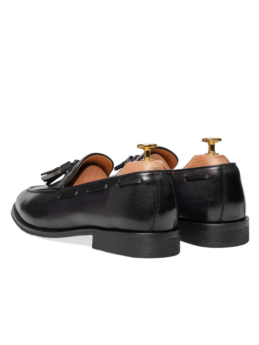 BackTasselLoaferBlackGrey_HandPaintedPatina - Zeve